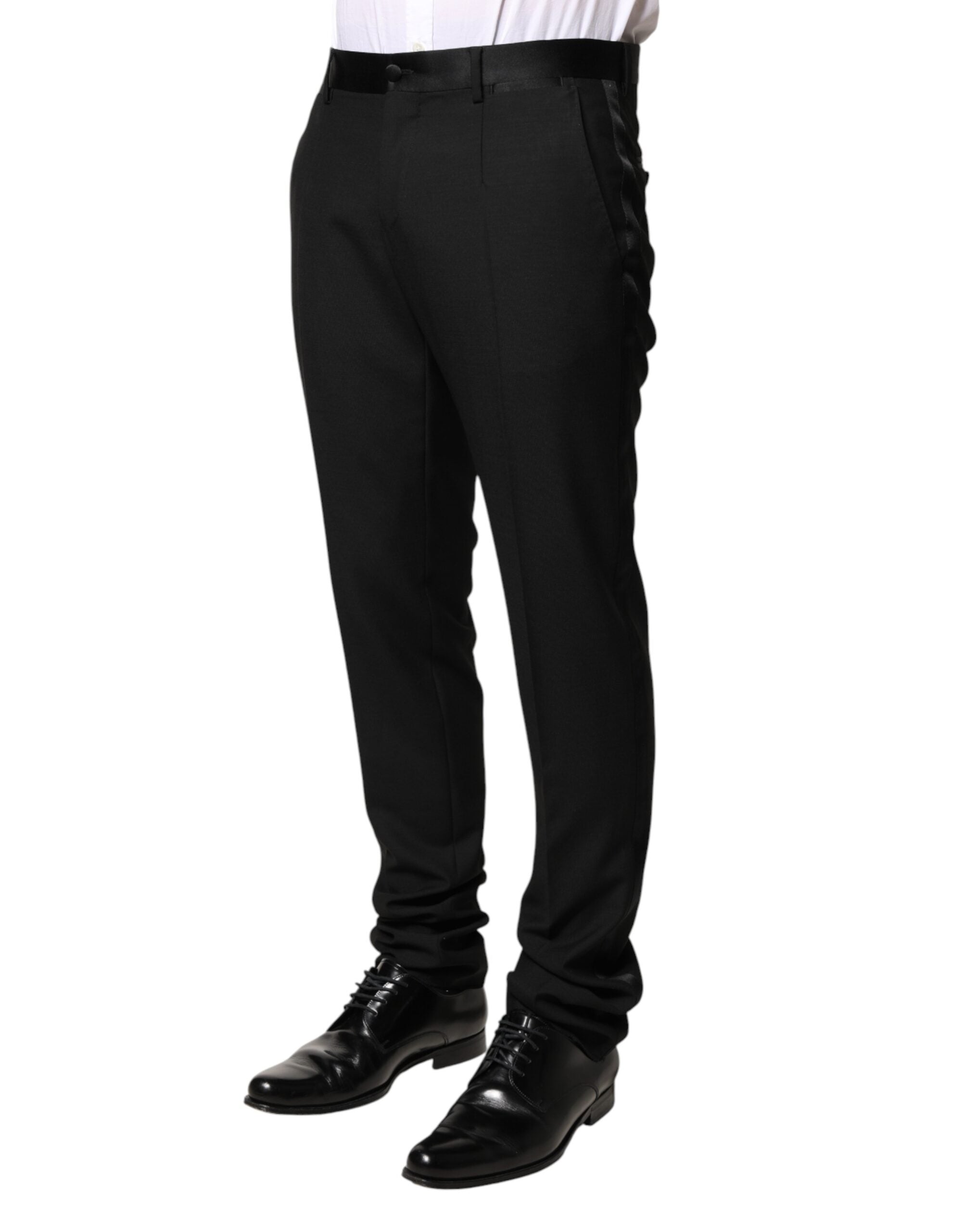 Dolce & Gabbana Black Wool Mid Waist Men Dress Trousers Pants Dolce & Gabbana