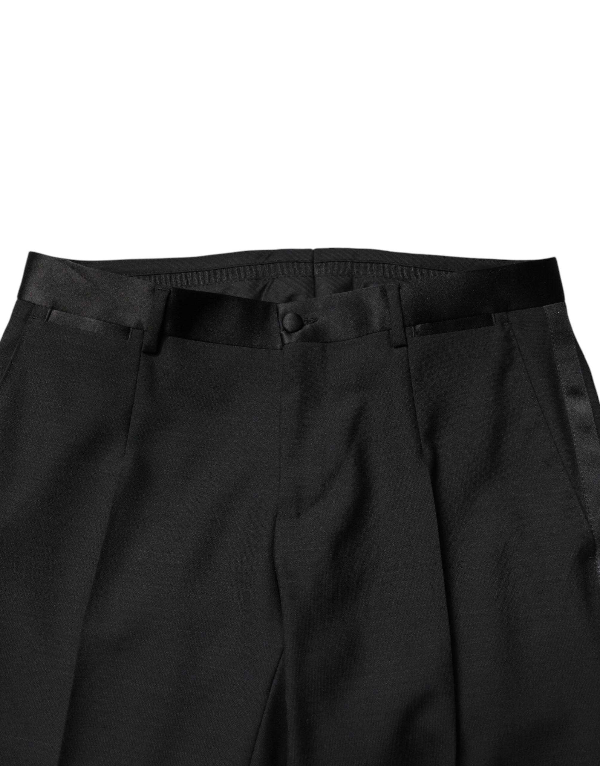 Dolce & Gabbana Black Wool Mid Waist Men Dress Trousers Pants Dolce & Gabbana