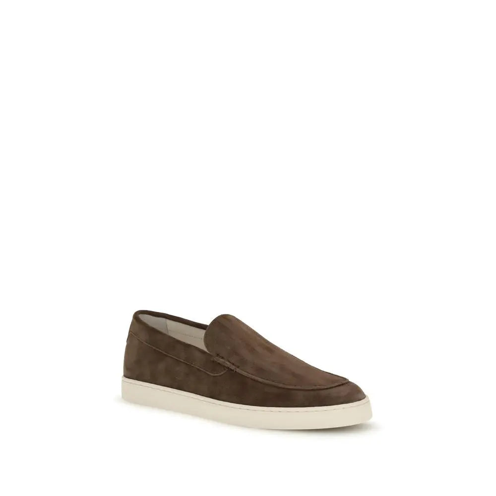Brunello Cucinelli Brown Calf Leather Bos Taurus Slip-On Loafers Brunello Cucinelli