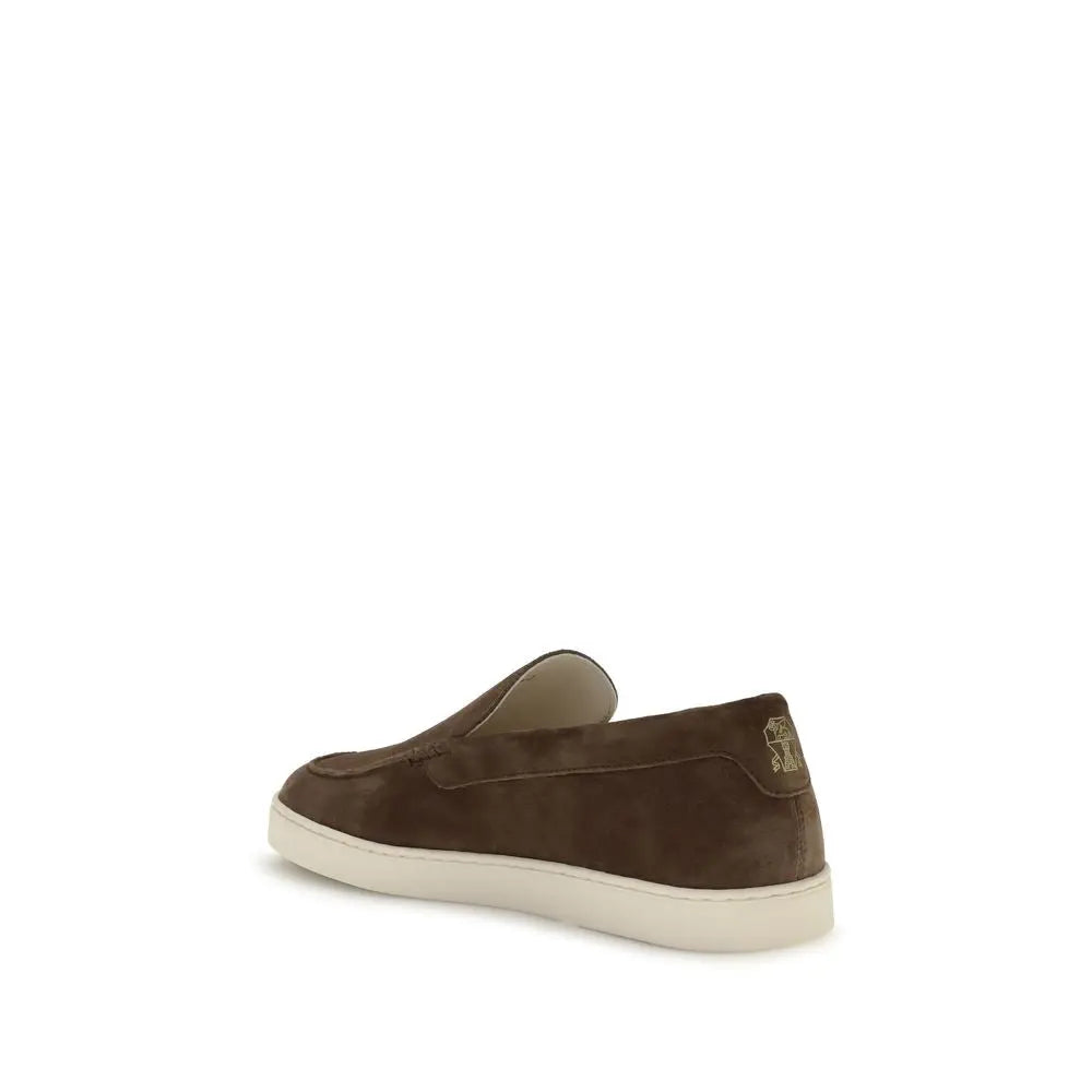 Brunello Cucinelli Brown Calf Leather Bos Taurus Slip-On Loafers Brunello Cucinelli