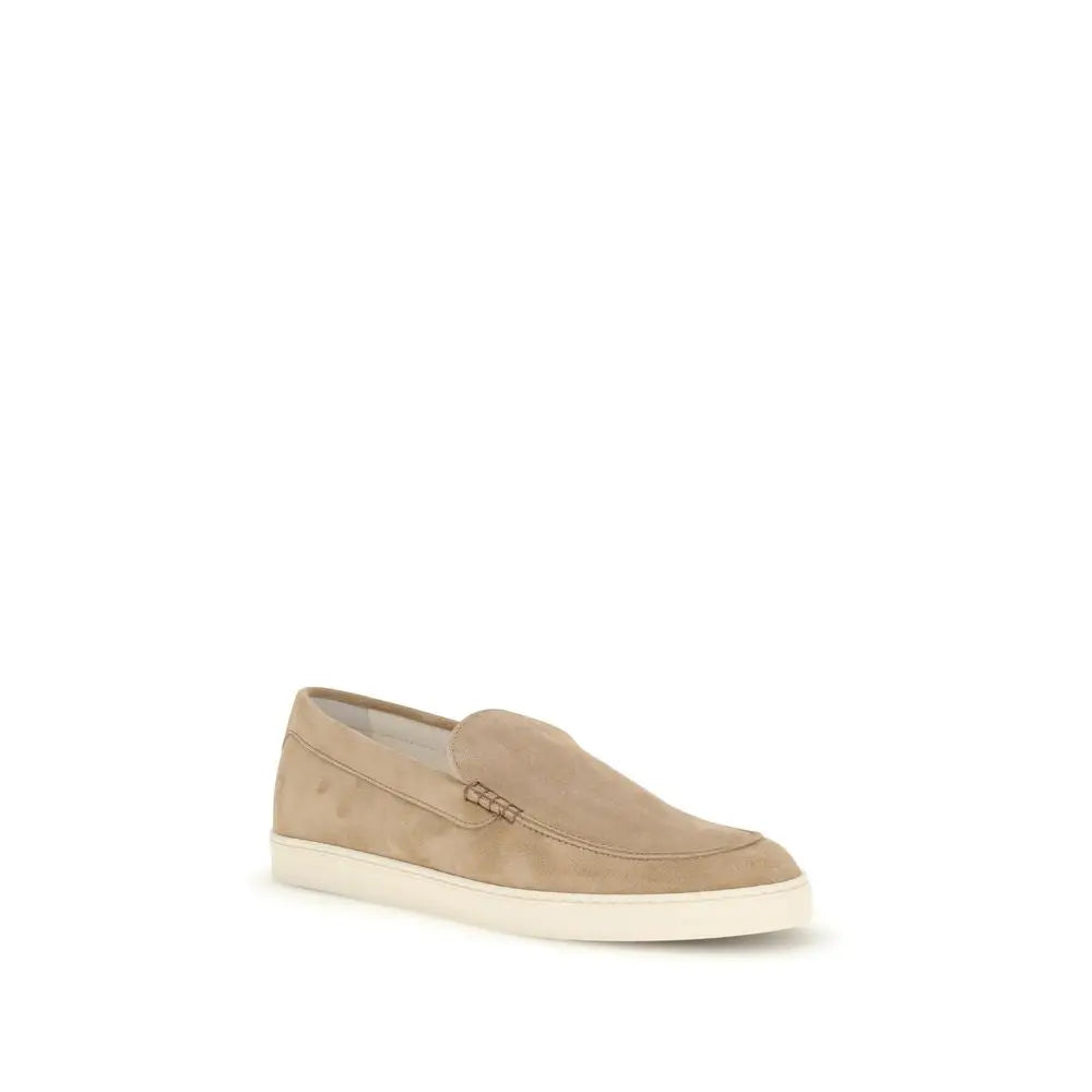 Brunello Cucinelli Beige Calf Leather Bos Taurus Slip-On Loafers Brunello Cucinelli