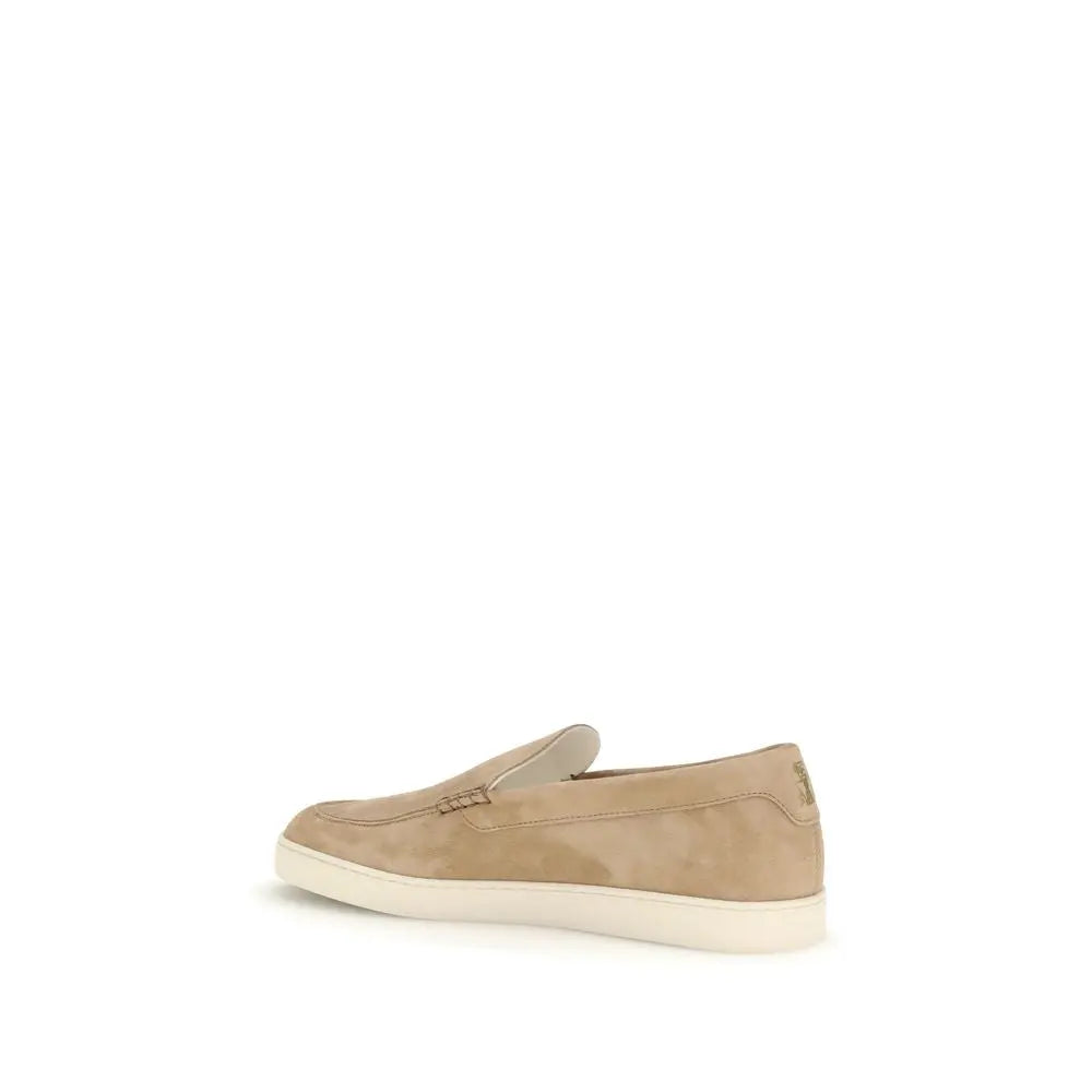 Brunello Cucinelli Beige Calf Leather Bos Taurus Slip-On Loafers Brunello Cucinelli