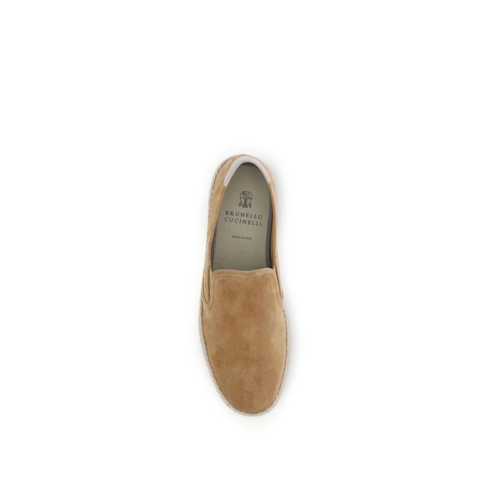 Brunello Cucinelli Beige Calf Leather Bos Taurus Espadrilles Brunello Cucinelli