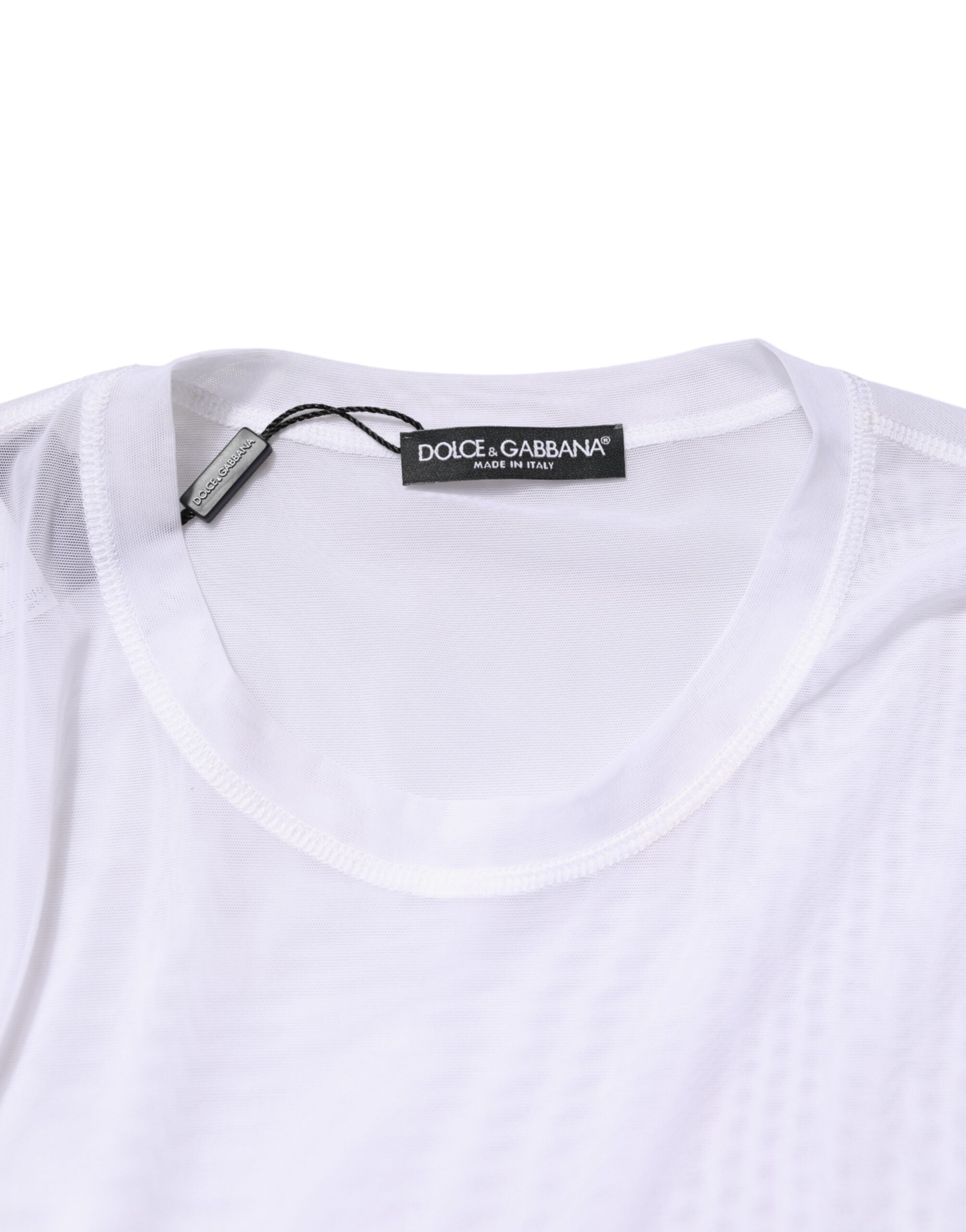 Dolce & Gabbana White Nylon Long Sleeves Crewneck T-Shirt Dolce & Gabbana