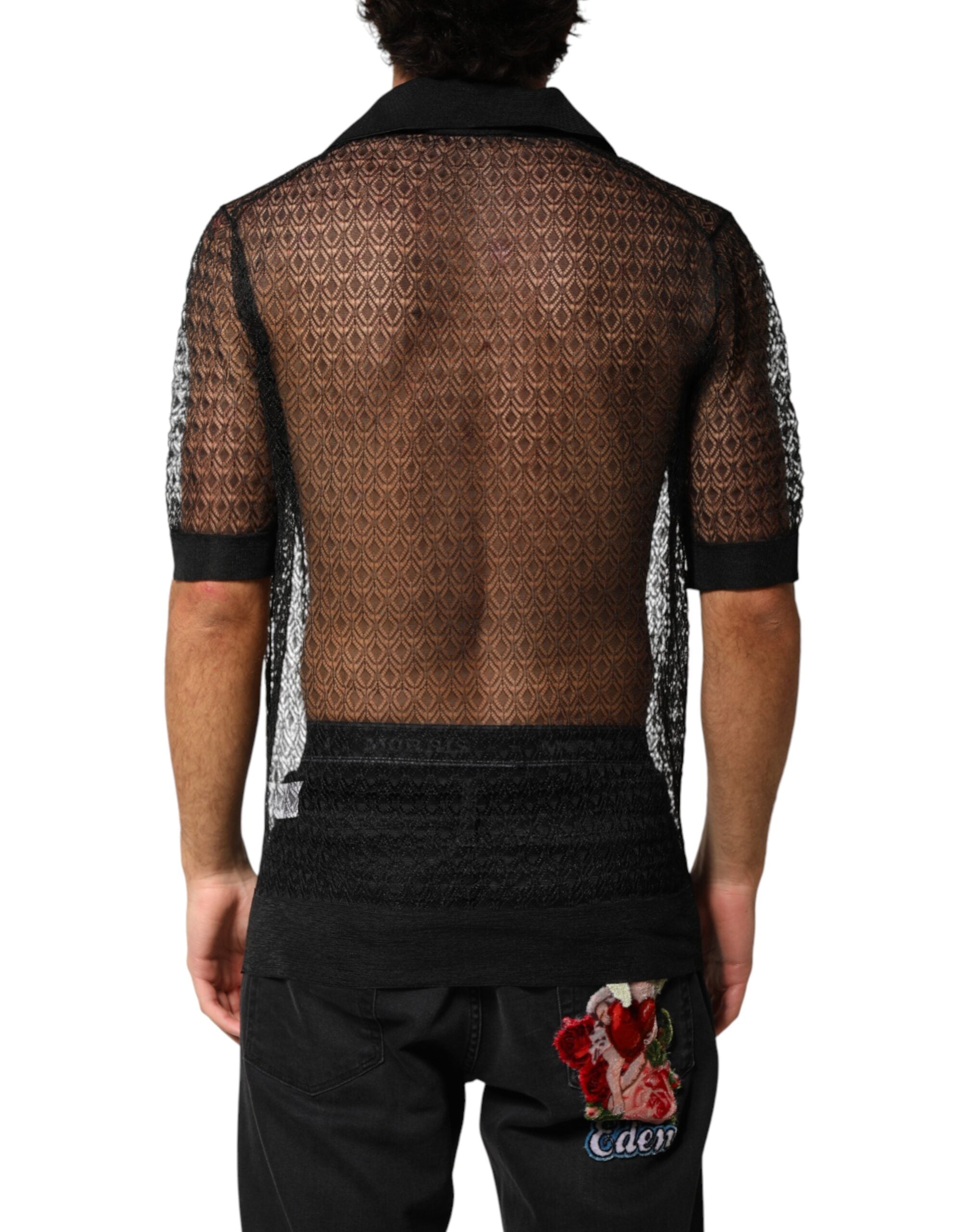 Dolce & Gabbana Black Sheer Short Sleeves Casual Polo  Top Dolce & Gabbana