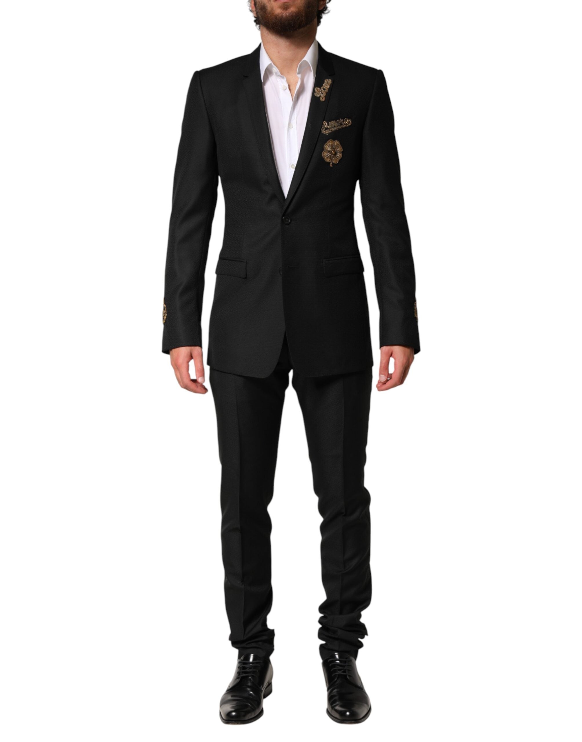 Dolce & Gabbana Black Embellished Single Breasted 2 Pc Suit Dolce & Gabbana