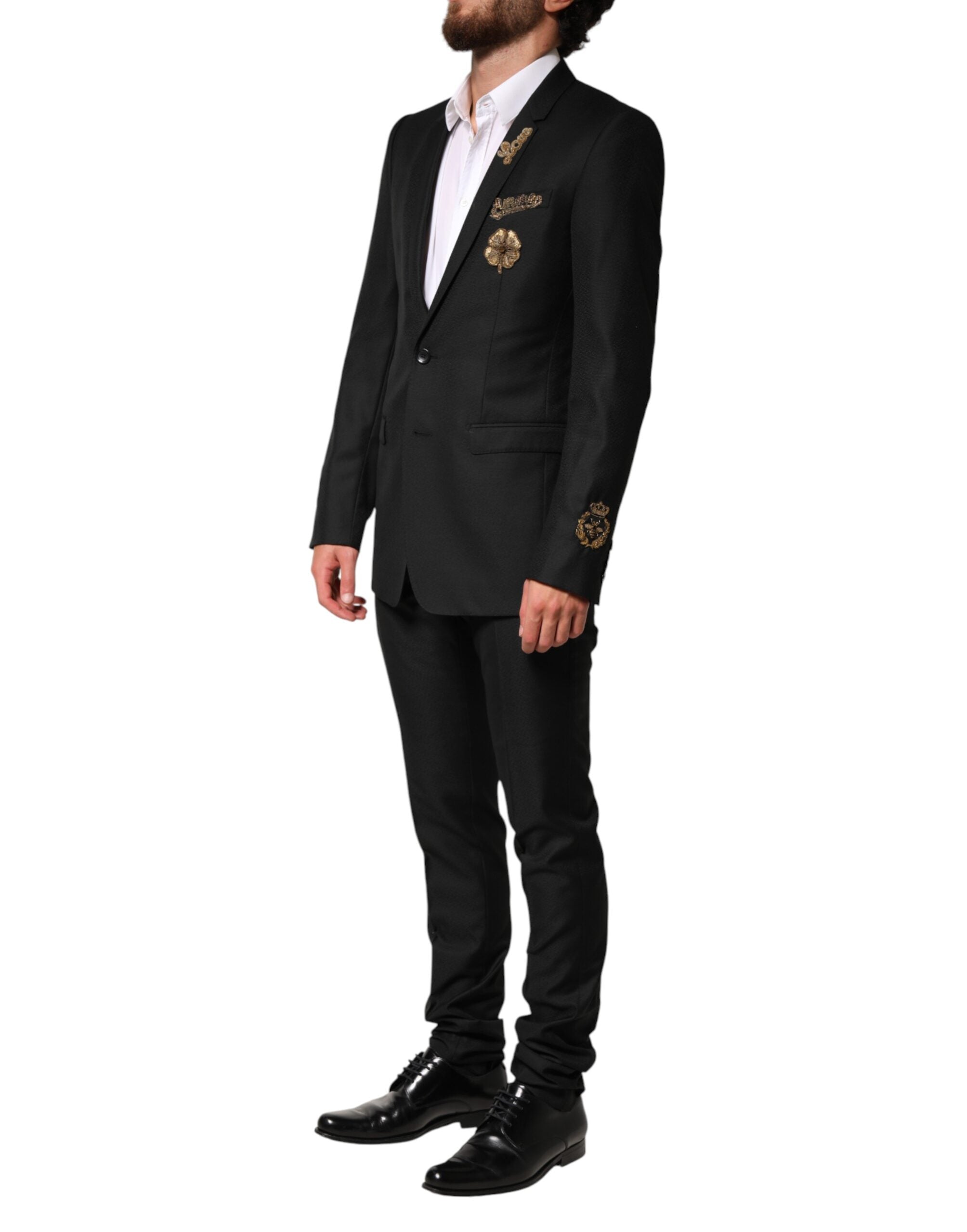 Dolce & Gabbana Black Embellished Single Breasted 2 Pc Suit Dolce & Gabbana
