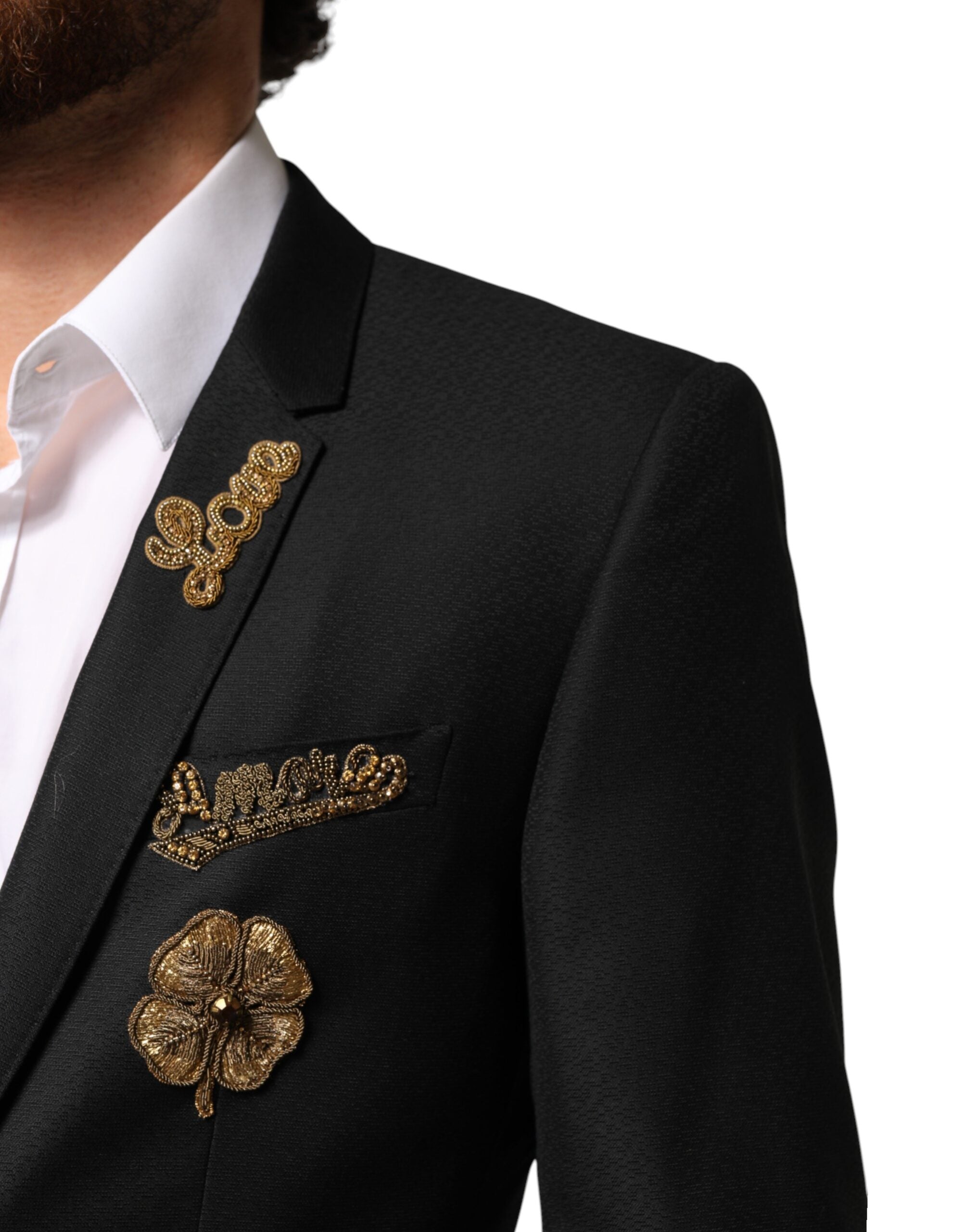 Dolce & Gabbana Black Embellished Single Breasted 2 Pc Suit Dolce & Gabbana