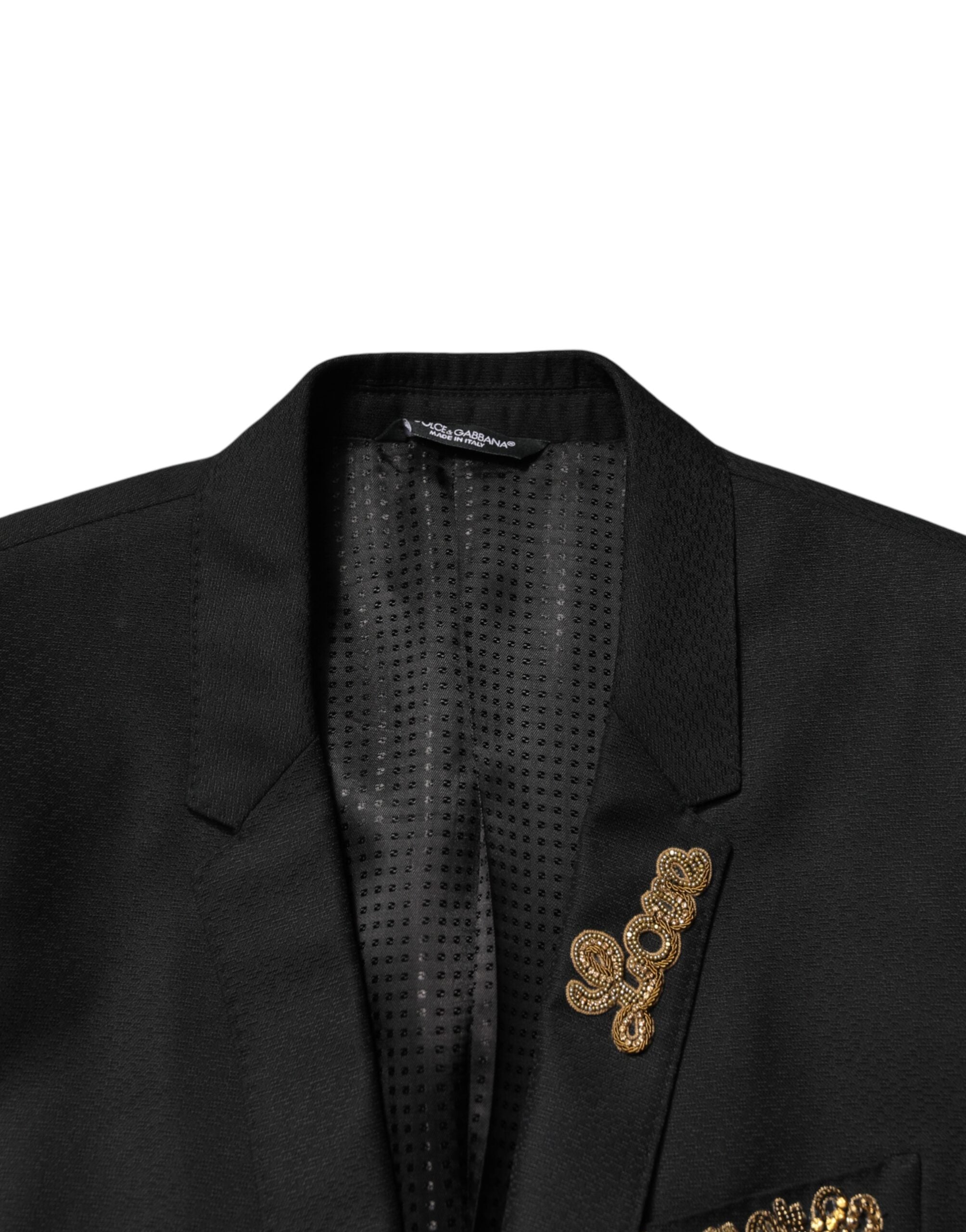 Dolce & Gabbana Black Embellished Single Breasted 2 Pc Suit Dolce & Gabbana