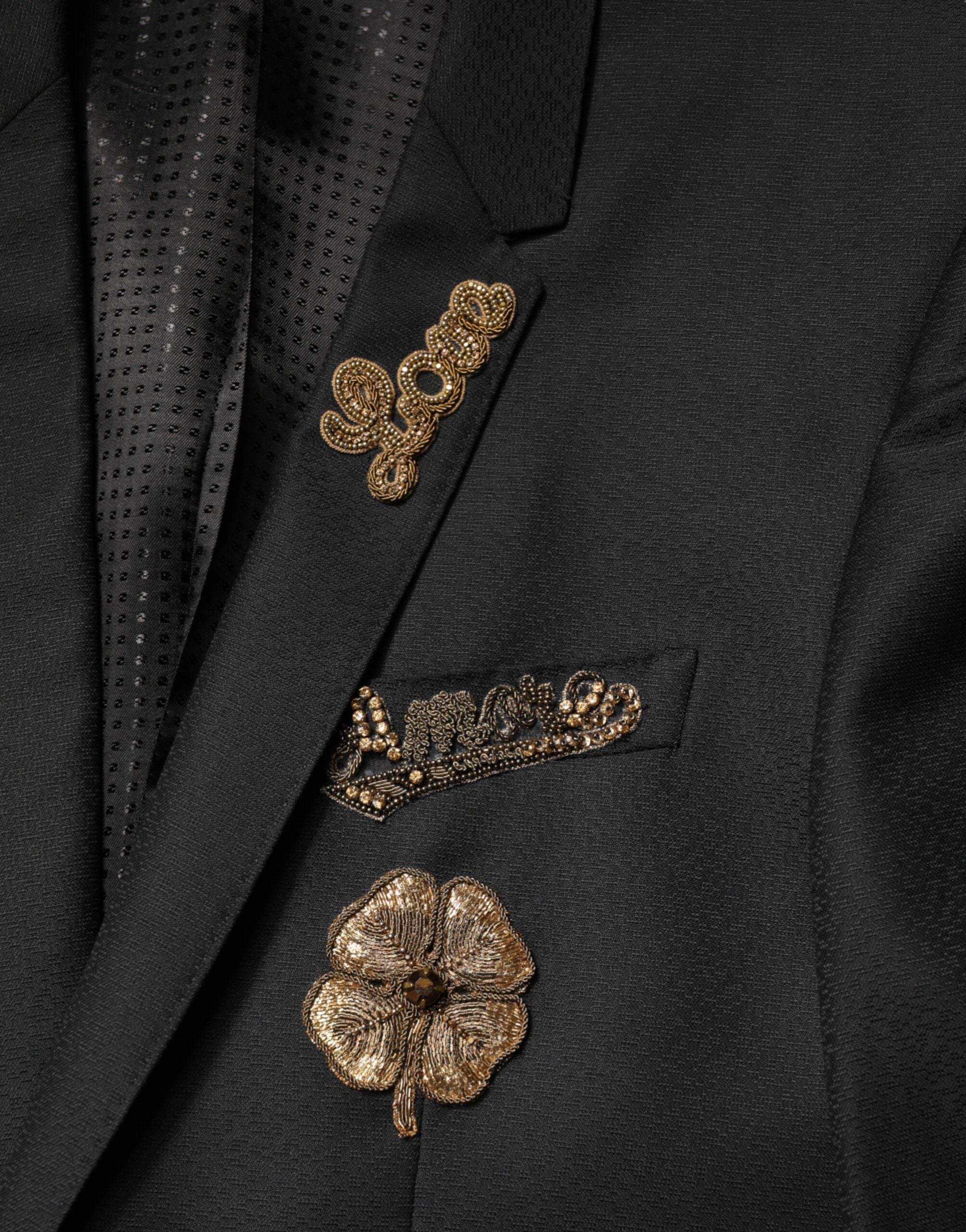 Dolce & Gabbana Black Embellished Single Breasted 2 Pc Suit Dolce & Gabbana