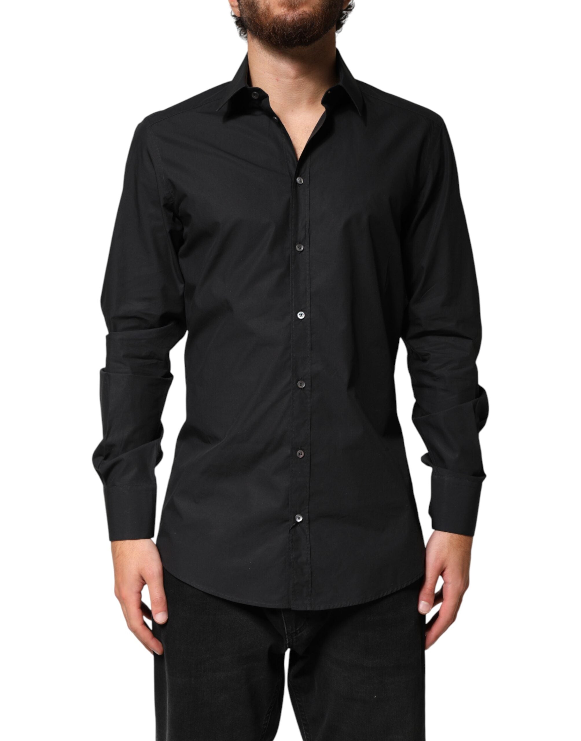 Dolce & Gabbana Black GOLD Cotton Men Dress Formal Shirt Dolce & Gabbana