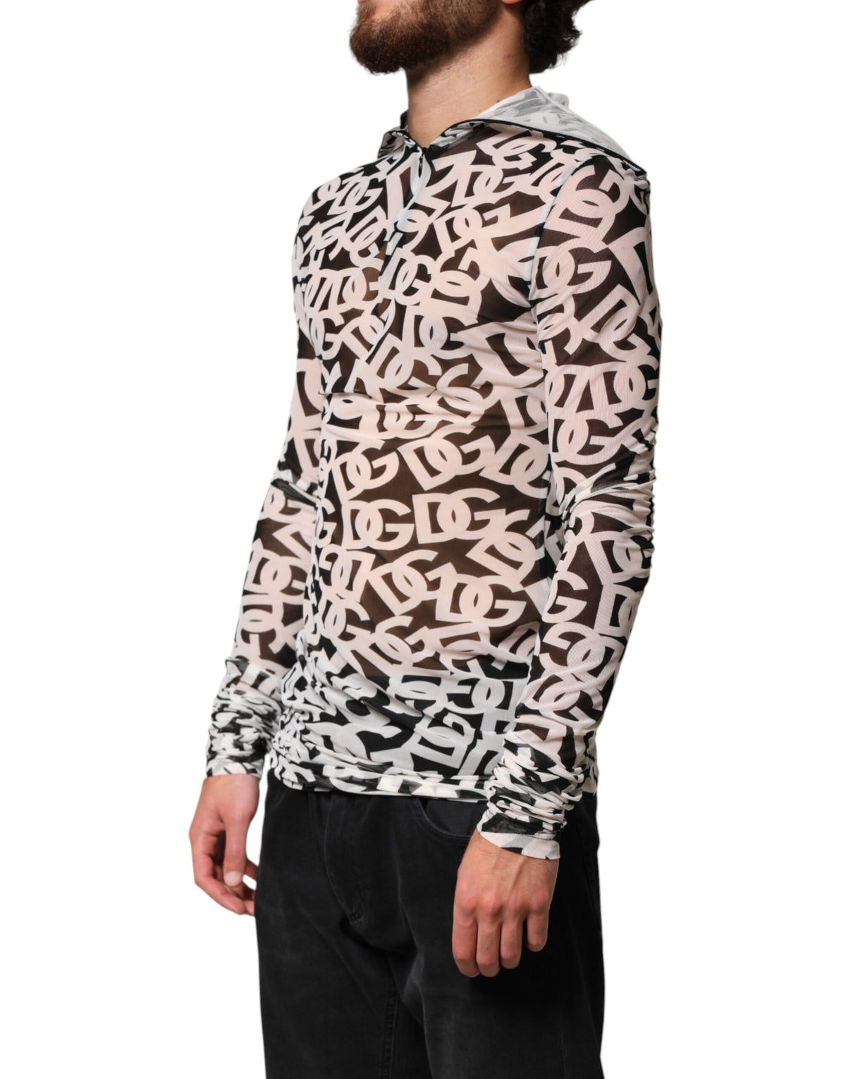 Dolce & Gabbana White DG Logo Long Sleeves Turtleneck Top