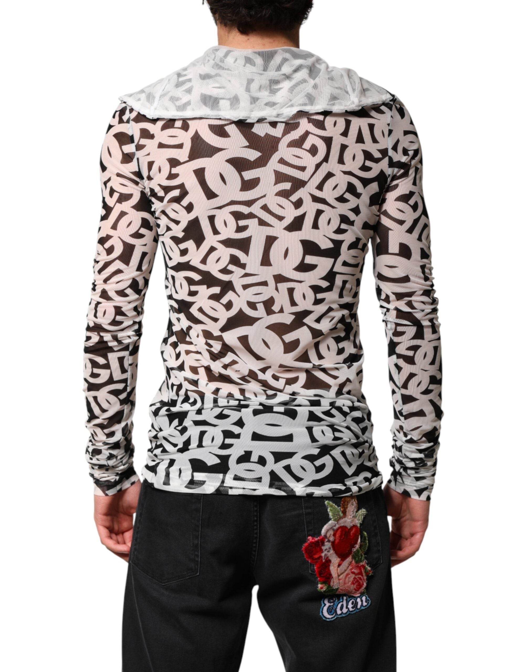Dolce & Gabbana White DG Logo Long Sleeves Turtleneck Top Dolce & Gabbana