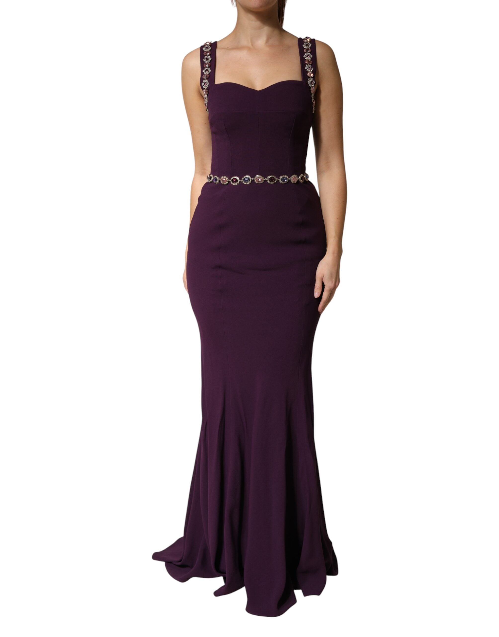 Dolce & Gabbana Violet Embellished Sheath Mermaid Gown Dress Dolce & Gabbana