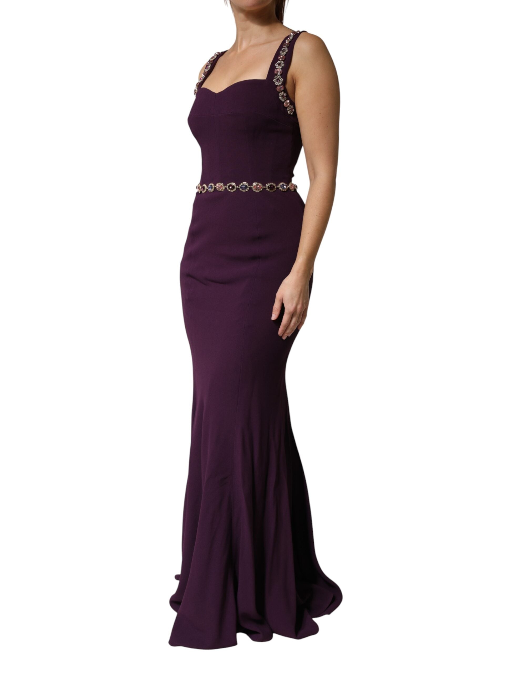 Dolce & Gabbana Violet Embellished Sheath Mermaid Gown Dress Dolce & Gabbana