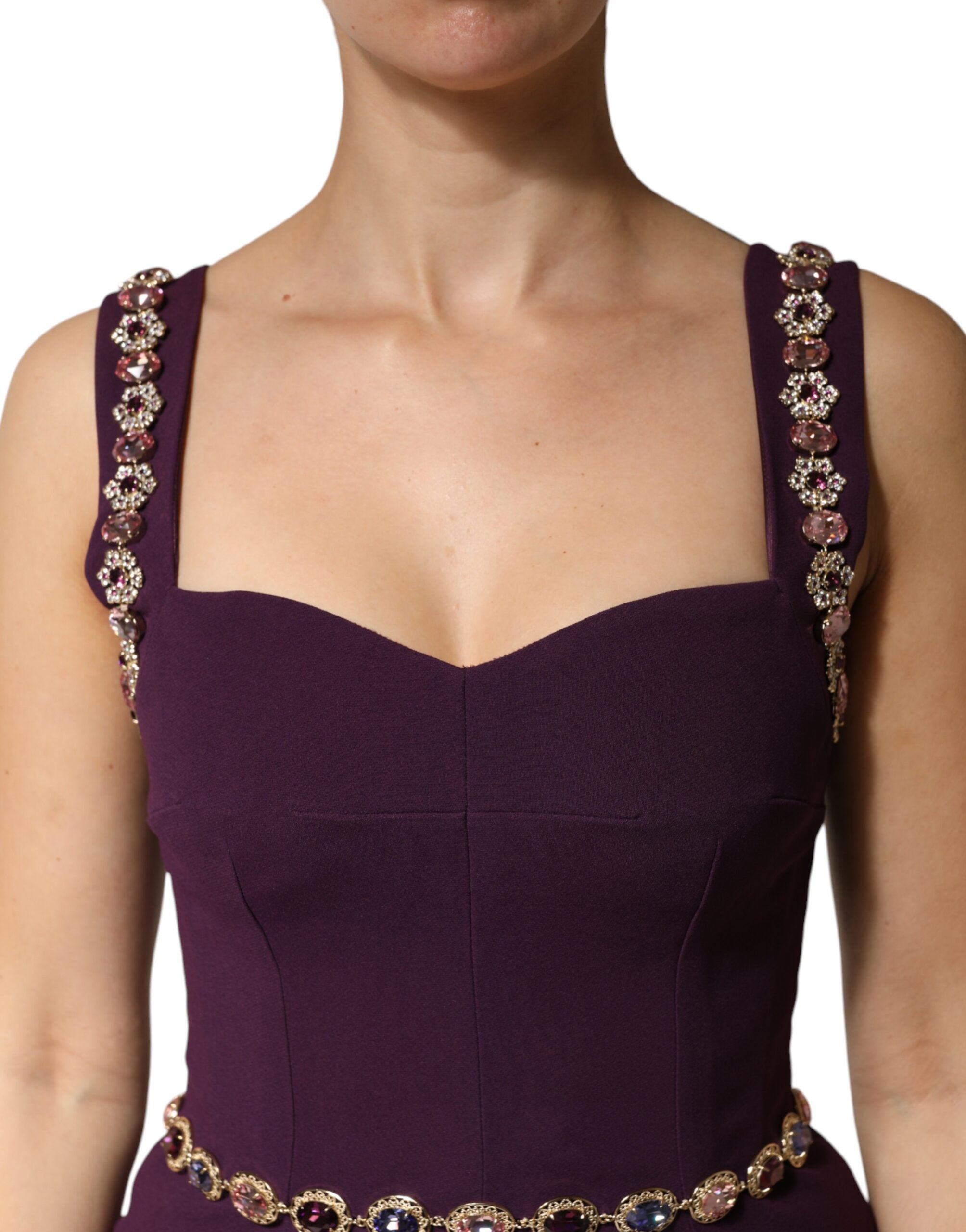 Dolce & Gabbana Violet Embellished Sheath Mermaid Gown Dress Dolce & Gabbana