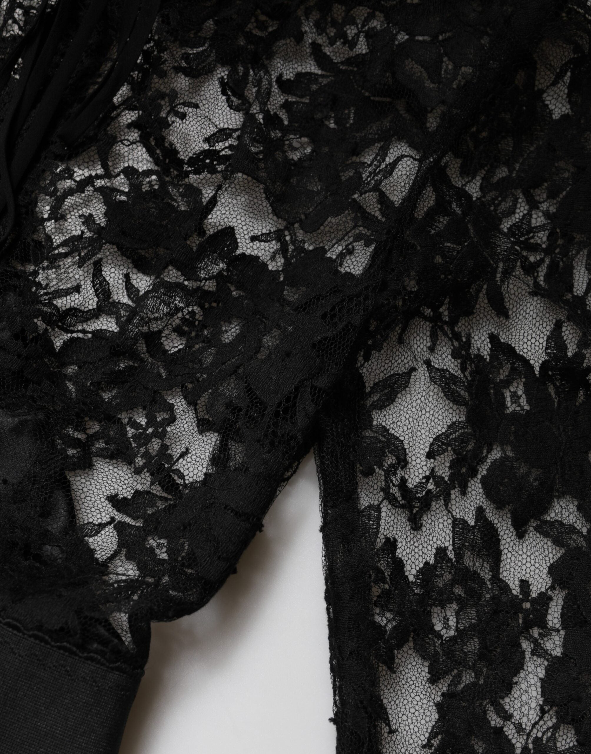 Dolce & Gabbana Black Lace Trim Cotton Sheath Midi Dress Dolce & Gabbana