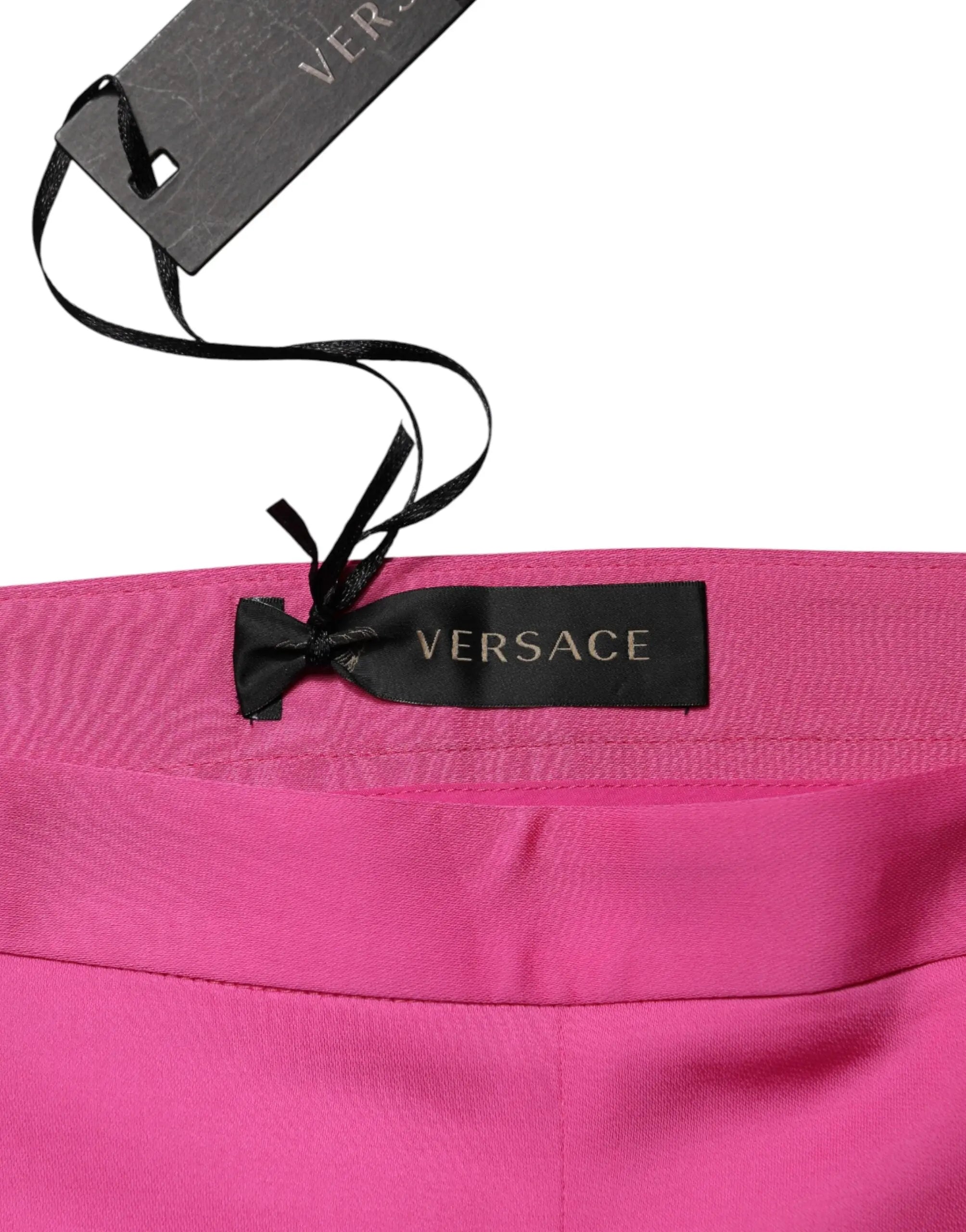 Versace Pink Viscose High Waist Straight Casual Trouser Pants Versace