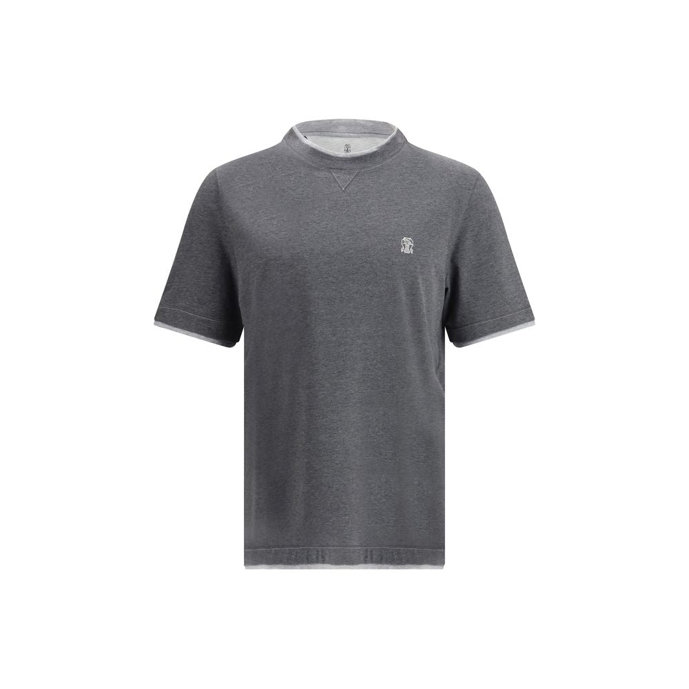 Brunello Cucinelli Gray Cotton T-Shirt Brunello Cucinelli
