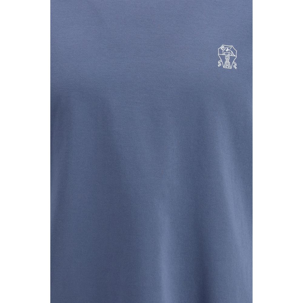 Brunello Cucinelli Blue Cotton T-Shirt Brunello Cucinelli