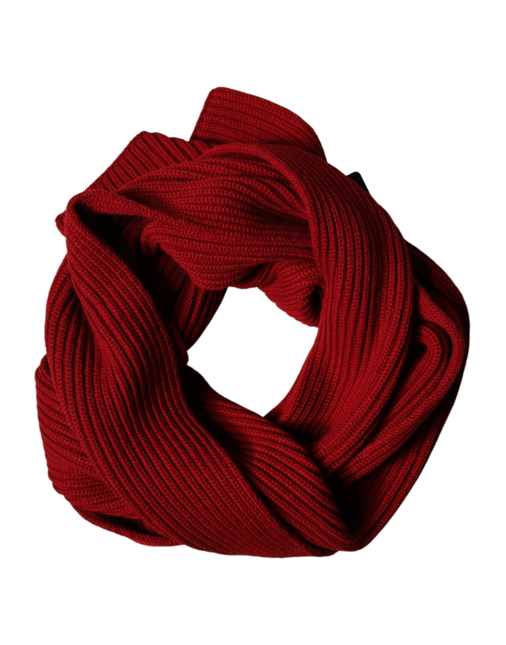 Dolce & Gabbana Red Wool Knitted Neck Wrap Shawl Men Scarf Dolce & Gabbana