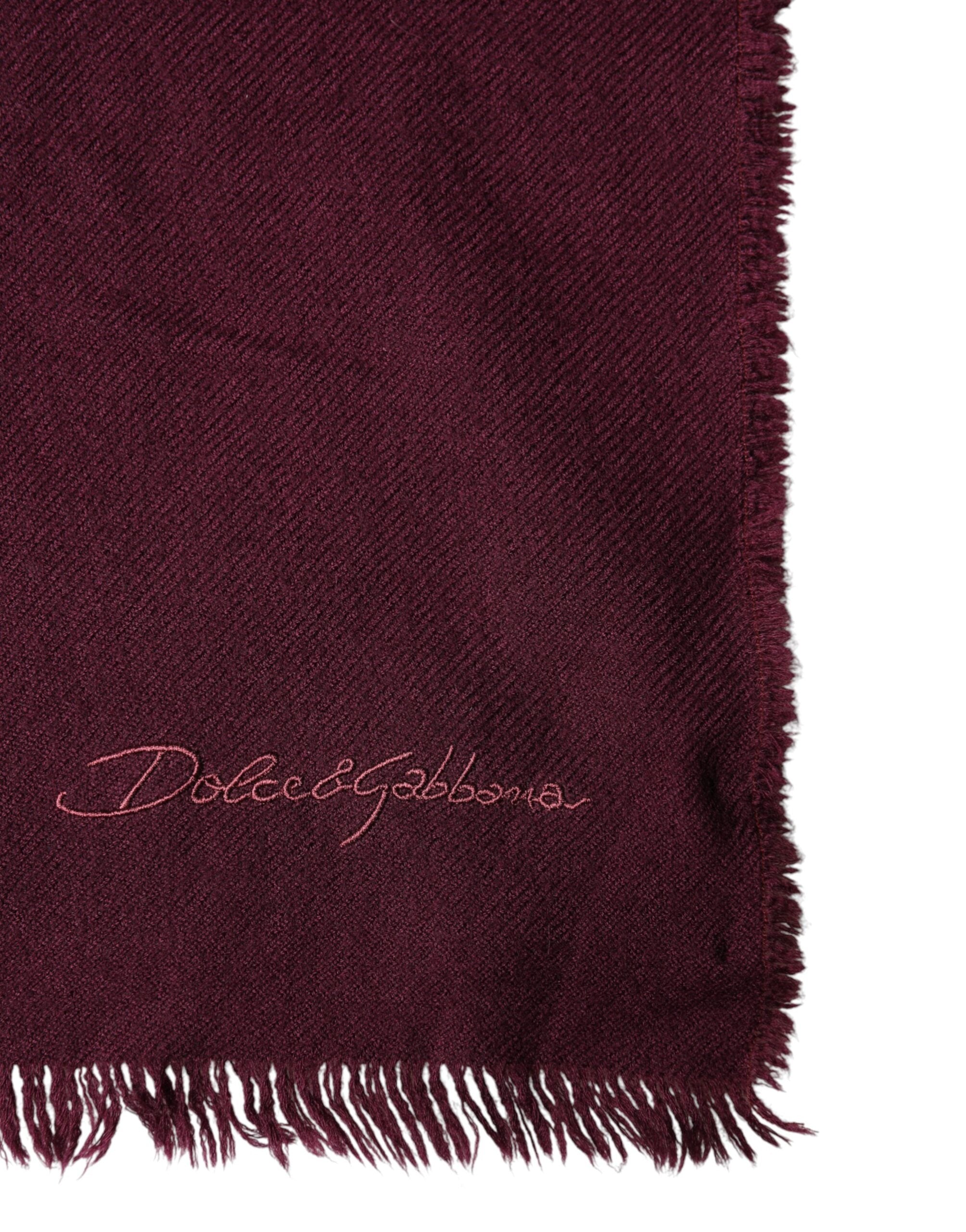 Dolce & Gabbana Maroon Cashmere Fringes Neck Wrap Shawl Scarf Dolce & Gabbana