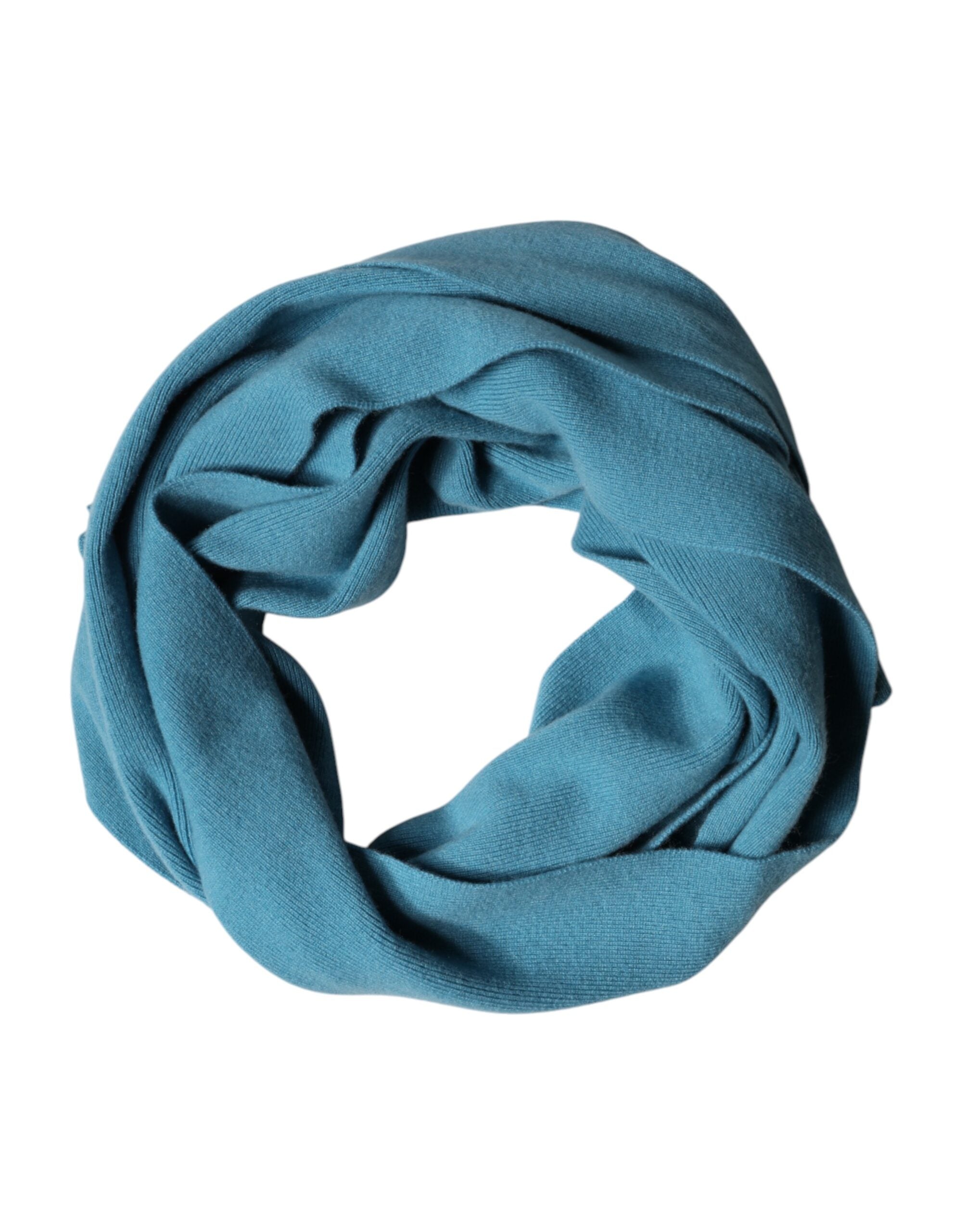 Dolce & Gabbana Blue Cashmere Knit Neck Wrap Shawl Scarf Dolce & Gabbana