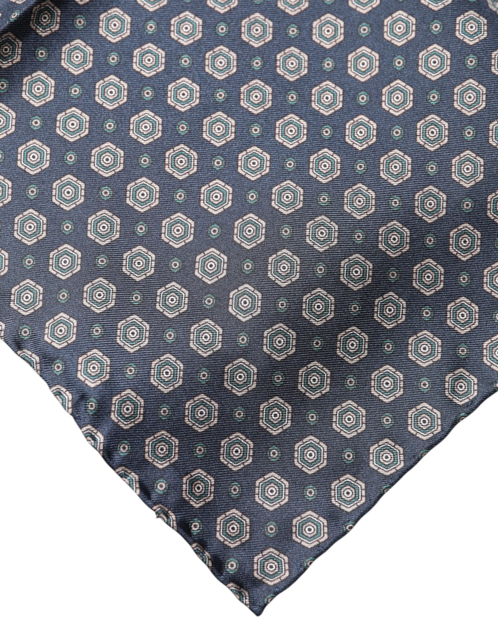 Dolce & Gabbana Blue Patterned Silk Square Handkerchief Scarf Dolce & Gabbana