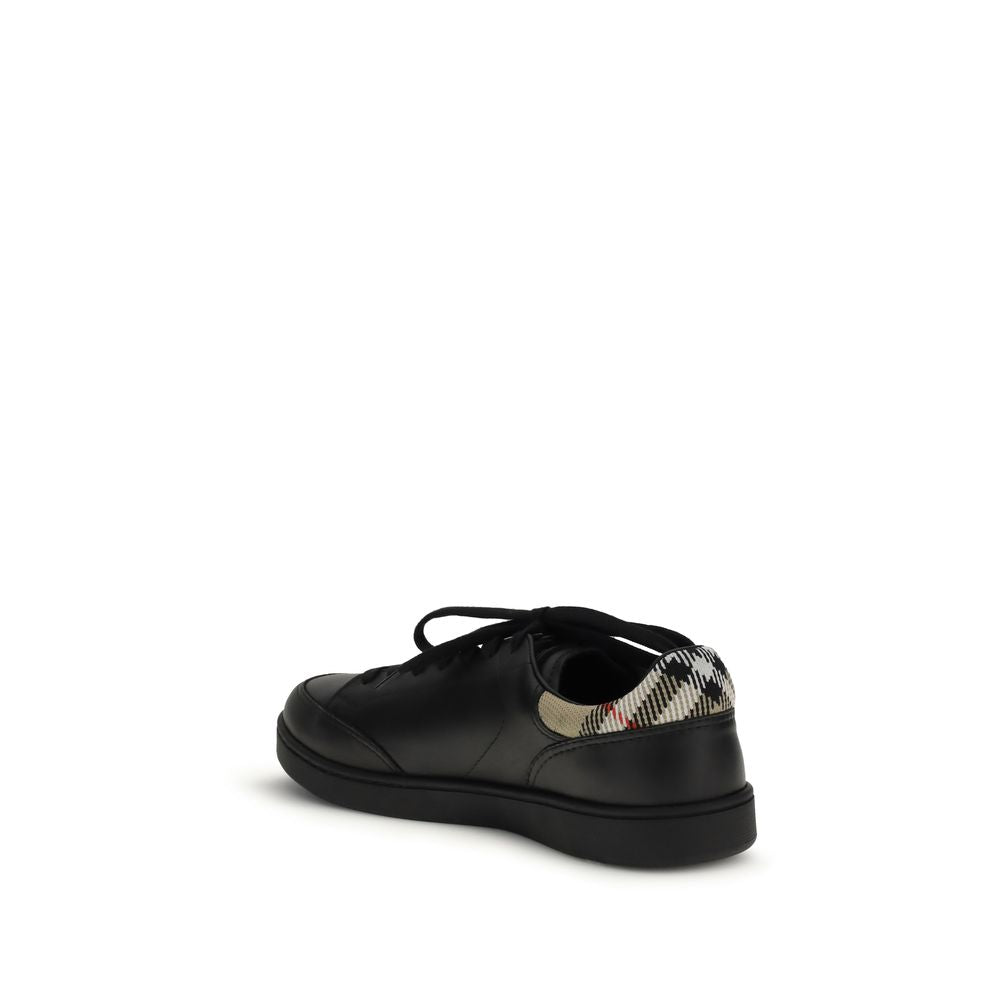 Burberry Black Calf Leather Bos Taurus Low Top Sneakers Burberry