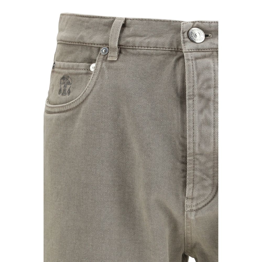 Brunello Cucinelli Bicolor Cotton Straight-Leg Jeans Brunello Cucinelli