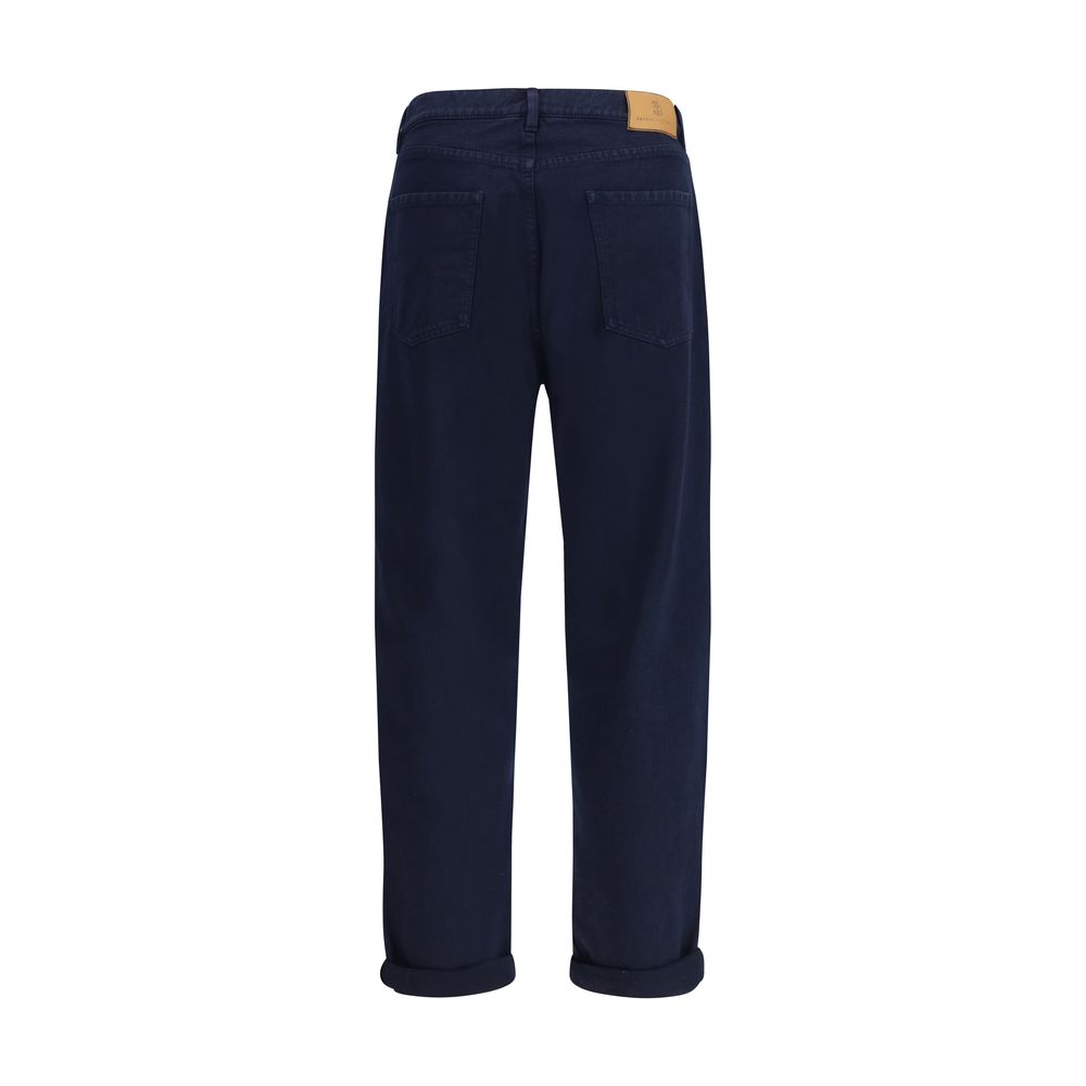 Brunello Cucinelli Blue Cotton Straight-Leg Jeans Brunello Cucinelli