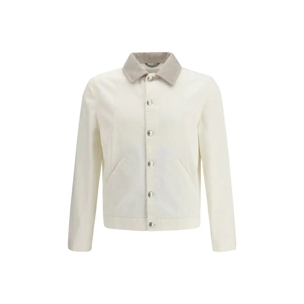 Brunello Cucinelli White Cotton Denim Jacket Brunello Cucinelli