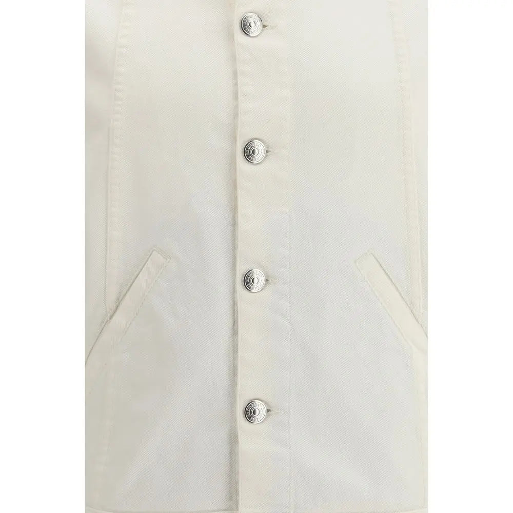Brunello Cucinelli White Cotton Denim Jacket Brunello Cucinelli