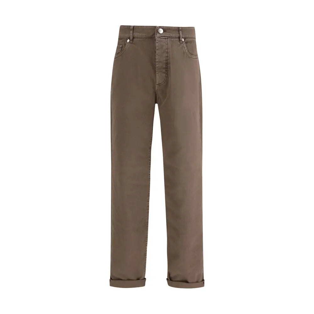 Brunello Cucinelli Brown Cotton Jeans Denim Brunello Cucinelli