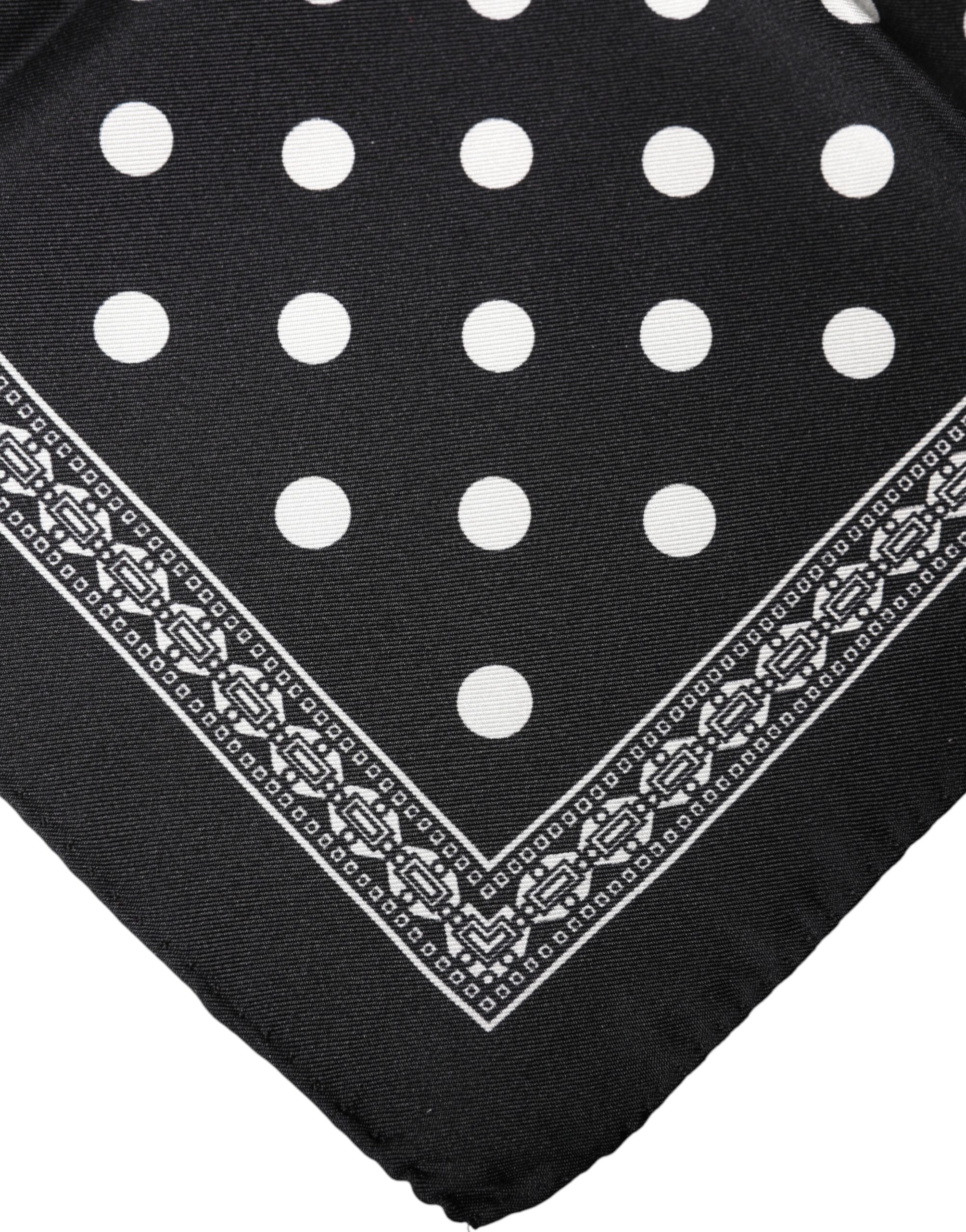 Dolce & Gabbana Black Polka Dot Square Handkerchief Scarf Dolce & Gabbana