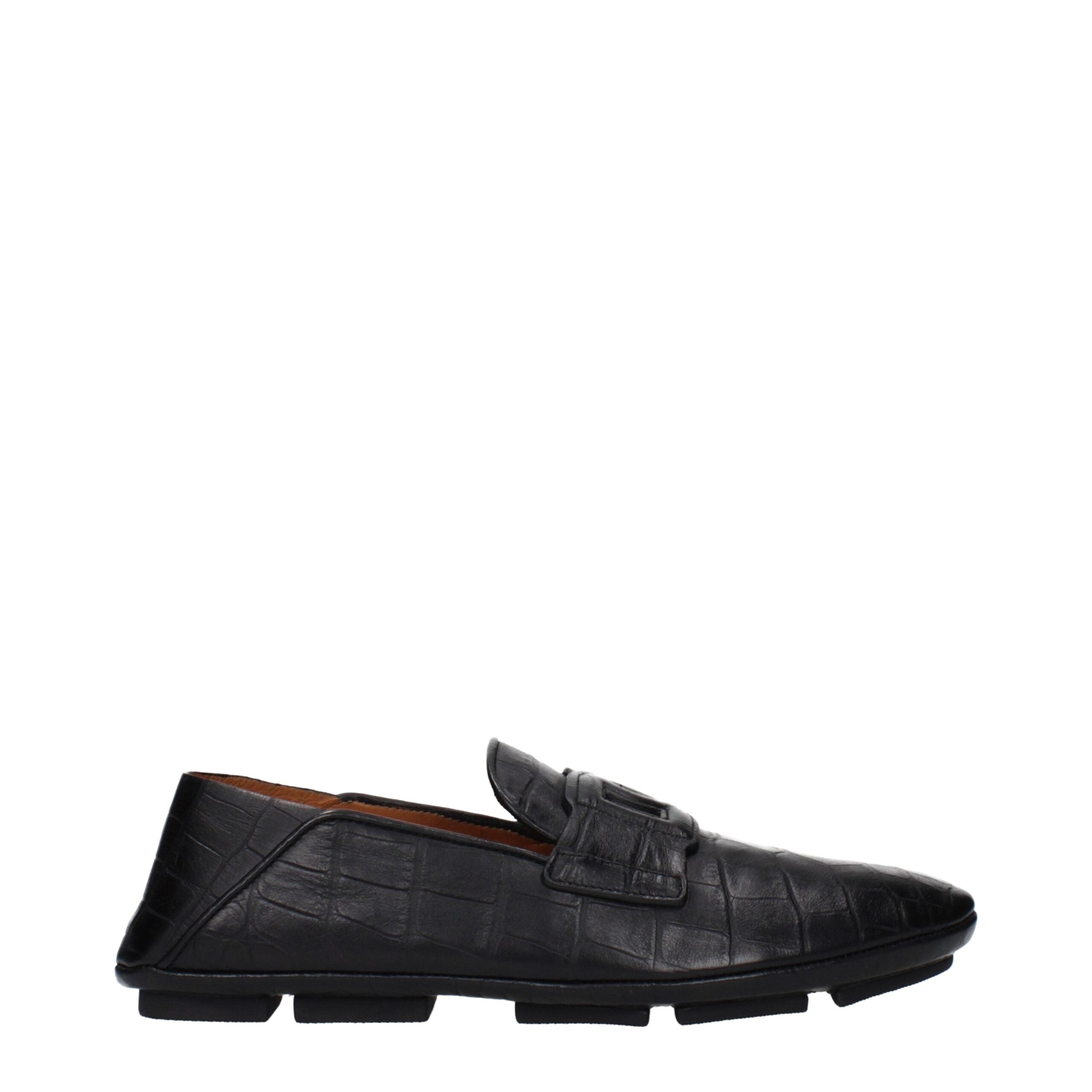 Dolce & Gabbana Black Leather Slip-On Loafers Dolce & Gabbana