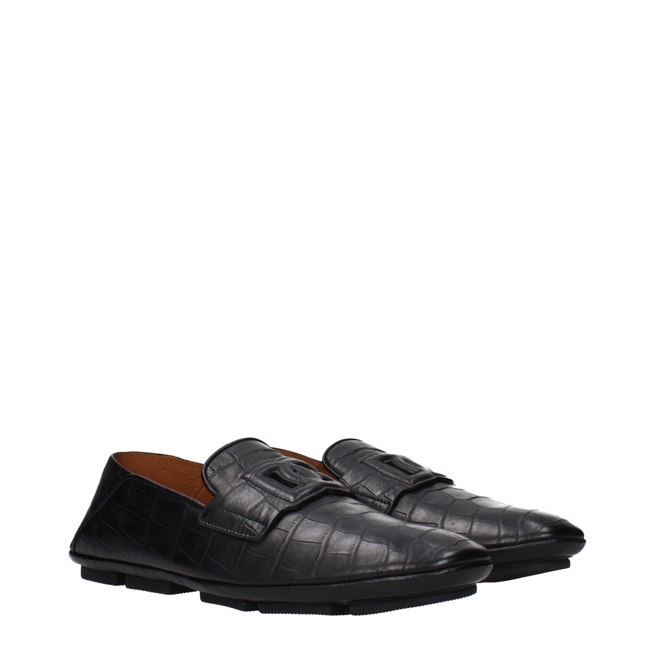 Dolce & Gabbana Black Leather Slip-On Loafers Dolce & Gabbana