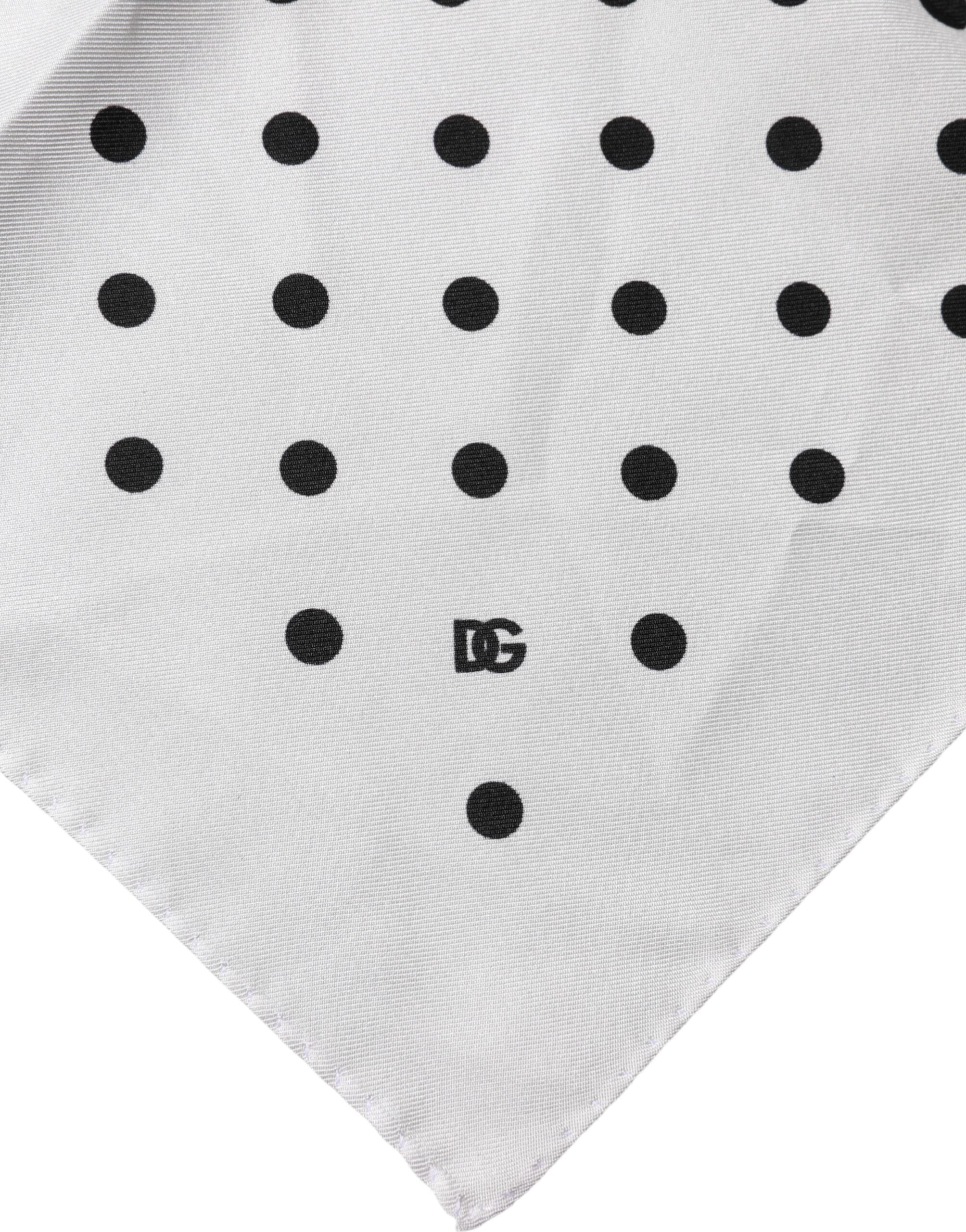Dolce & Gabbana White Polka Dot Square Handkerchief Scarf Dolce & Gabbana