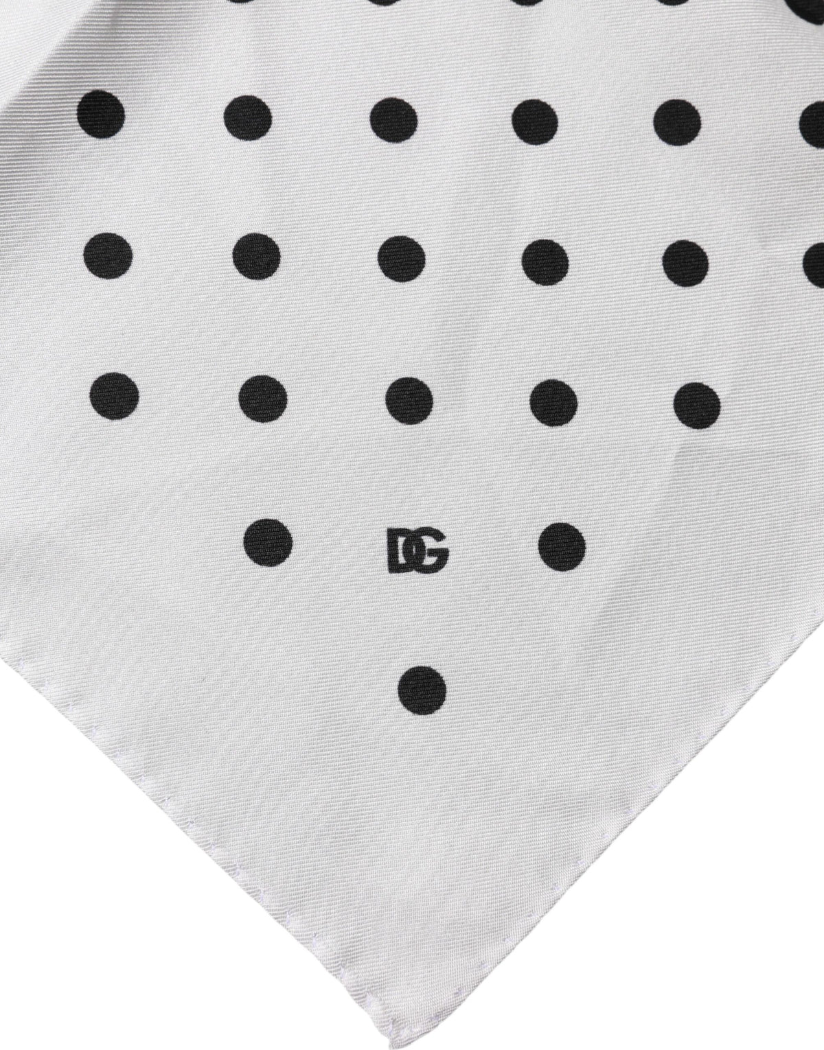 Dolce & Gabbana White Polka Dot Square Handkerchief Scarf