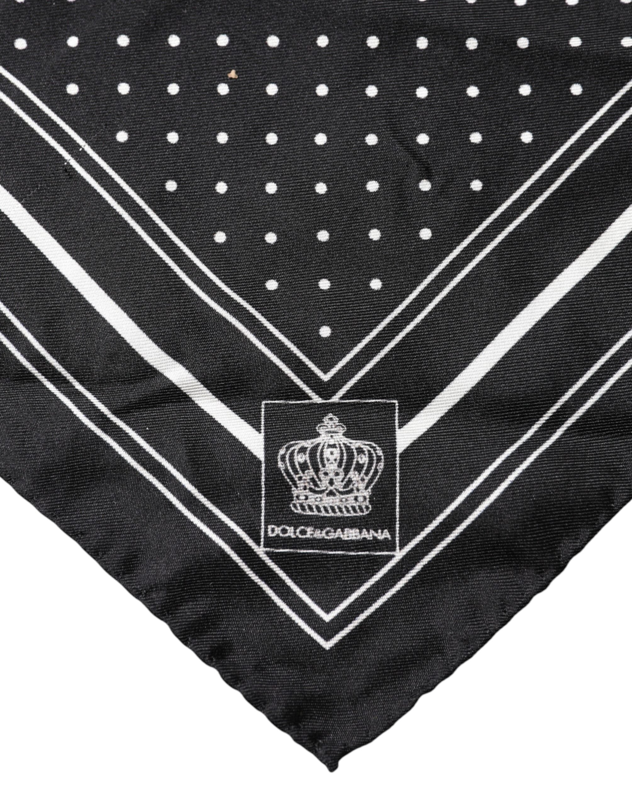 Dolce & Gabbana Scarf Black Poka Dot Men Square Handkerchief Dolce & Gabbana
