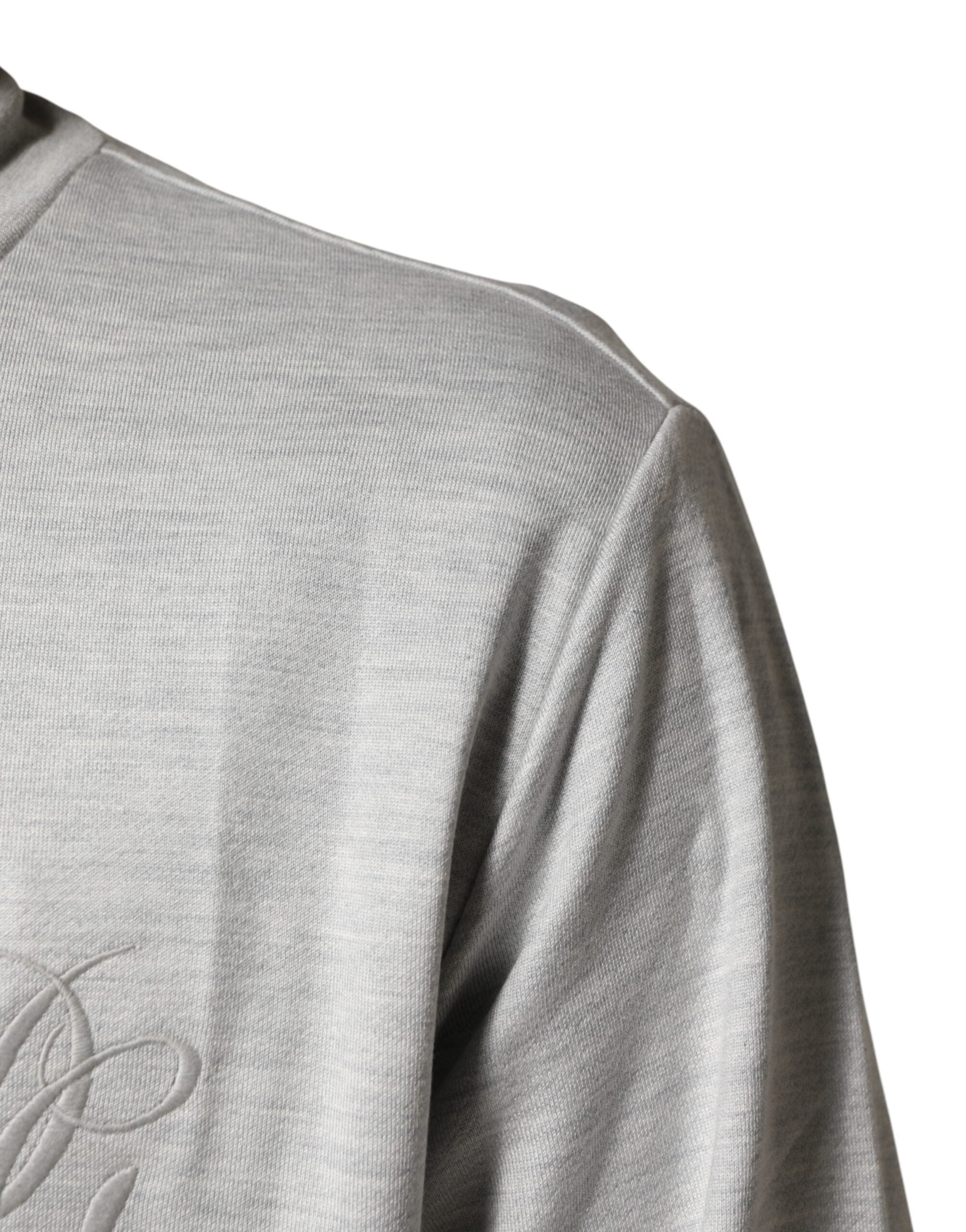 Dolce & Gabbana Light Gray Cotton Zipped Cardigan Sweater Dolce & Gabbana