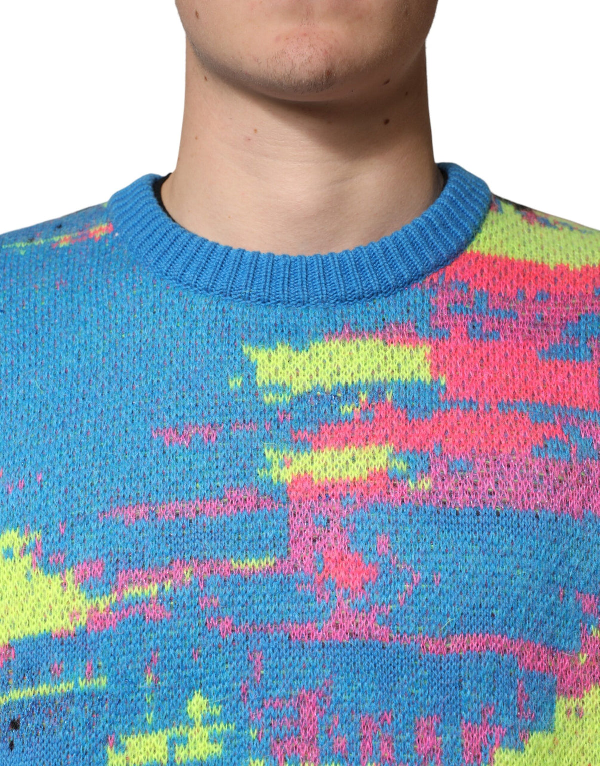 Dolce & Gabbana Multicolor Men Crew Neck Pullover Sweater