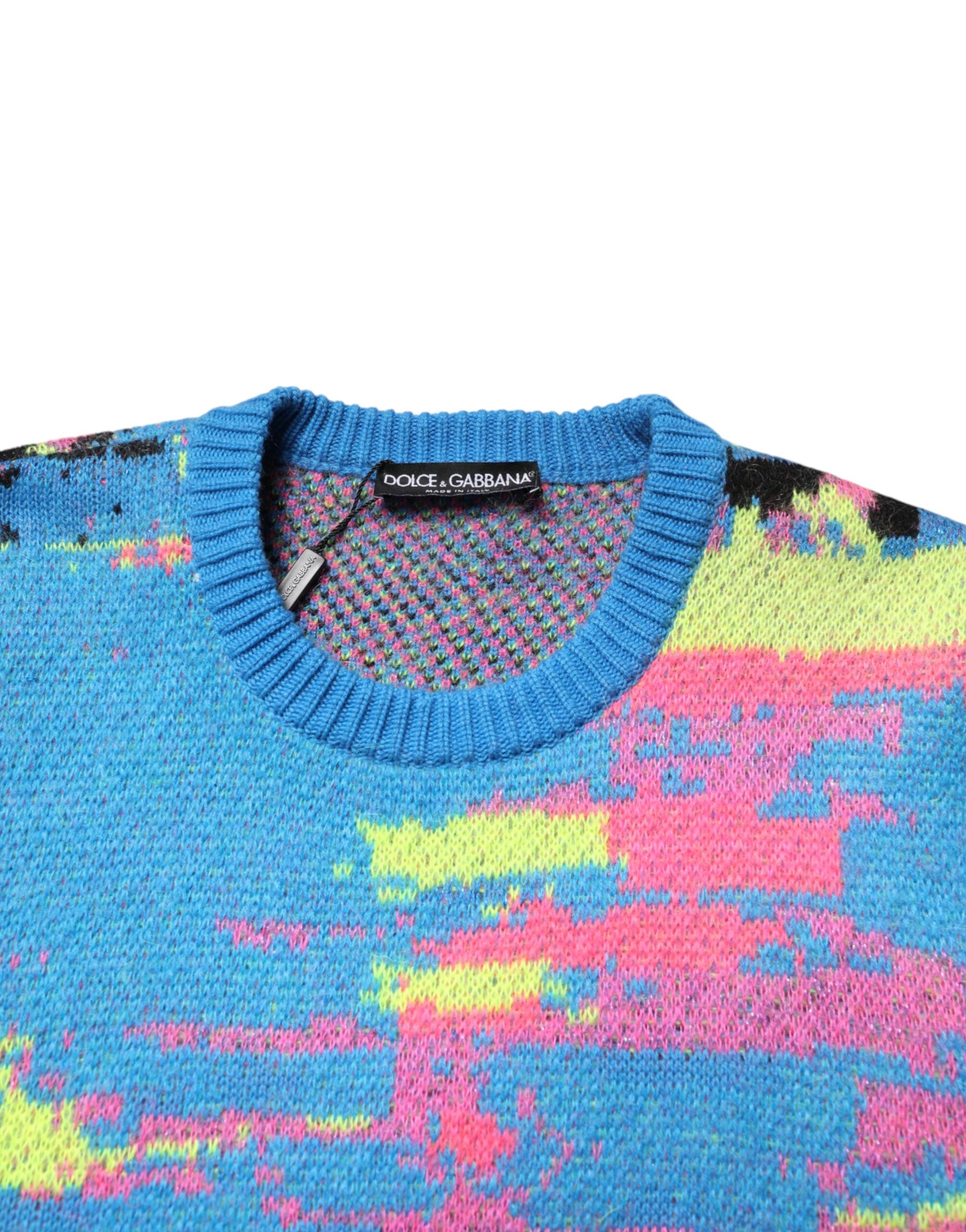 Dolce & Gabbana Multicolor Men Crew Neck Pullover Sweater Dolce & Gabbana