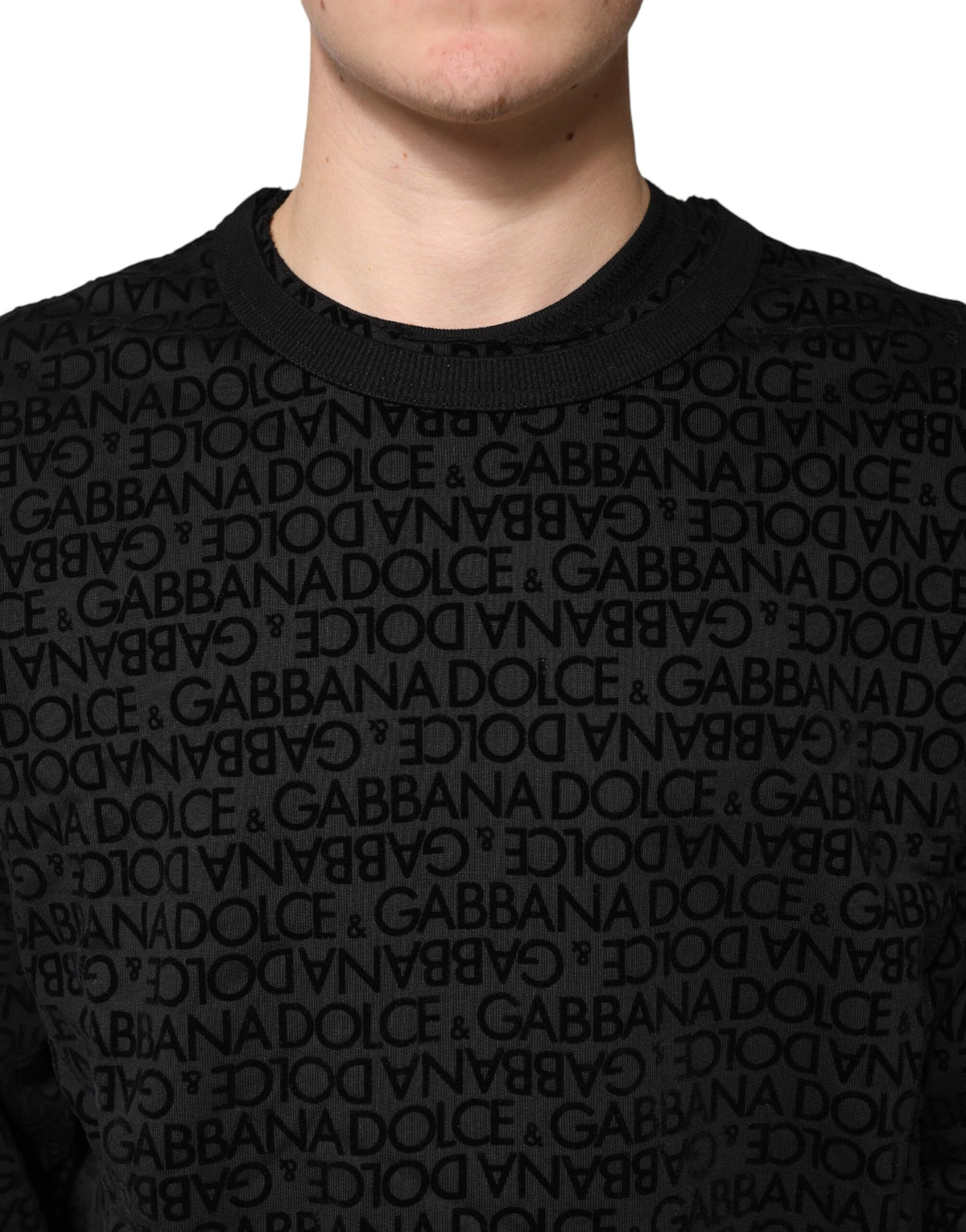 Dolce & Gabbana Black Monogram Crew Neck Sweatshirt Sweater