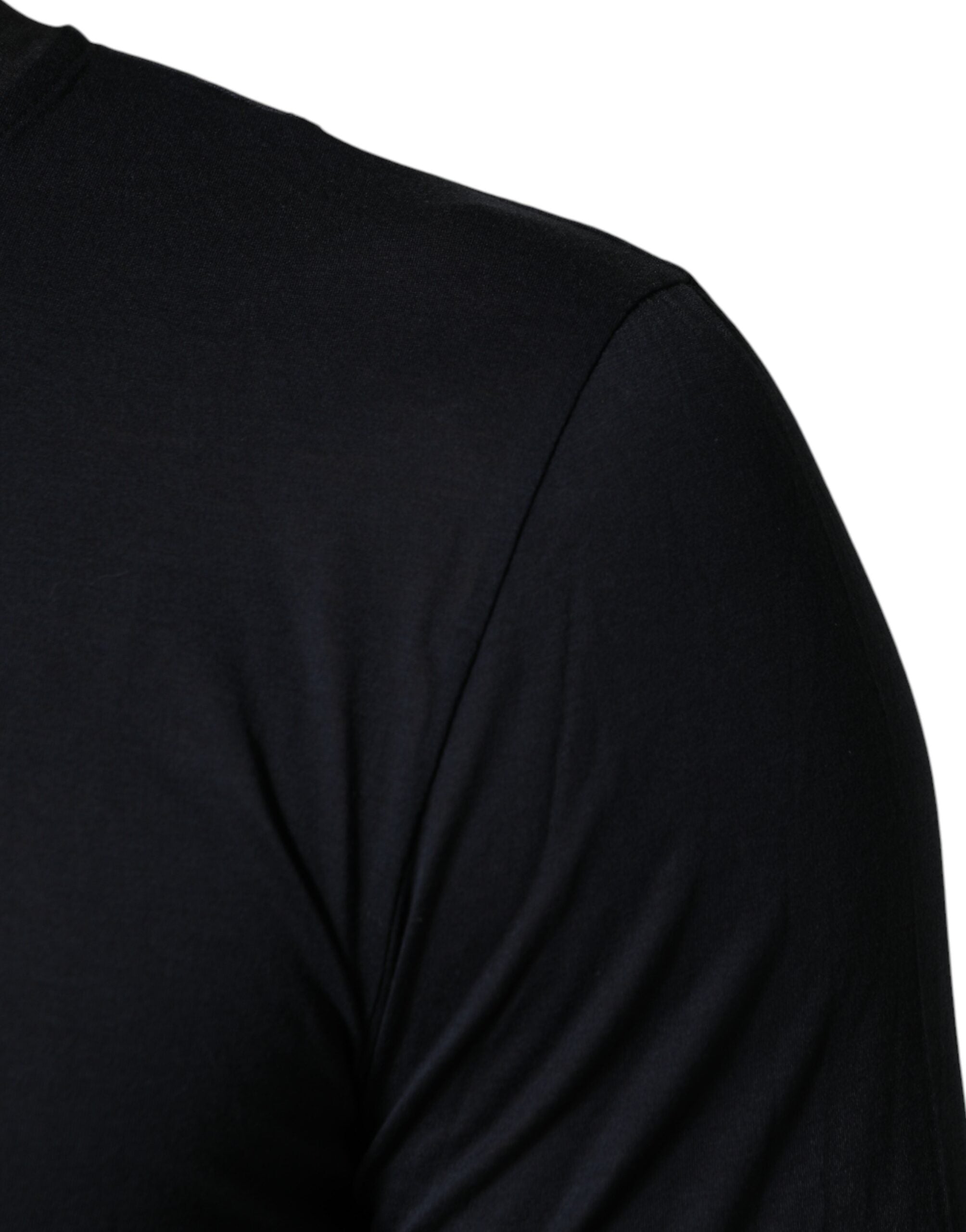 Dolce & Gabbana Dark Blue Cotton Henley Long Sleeves T-Shirt Dolce & Gabbana