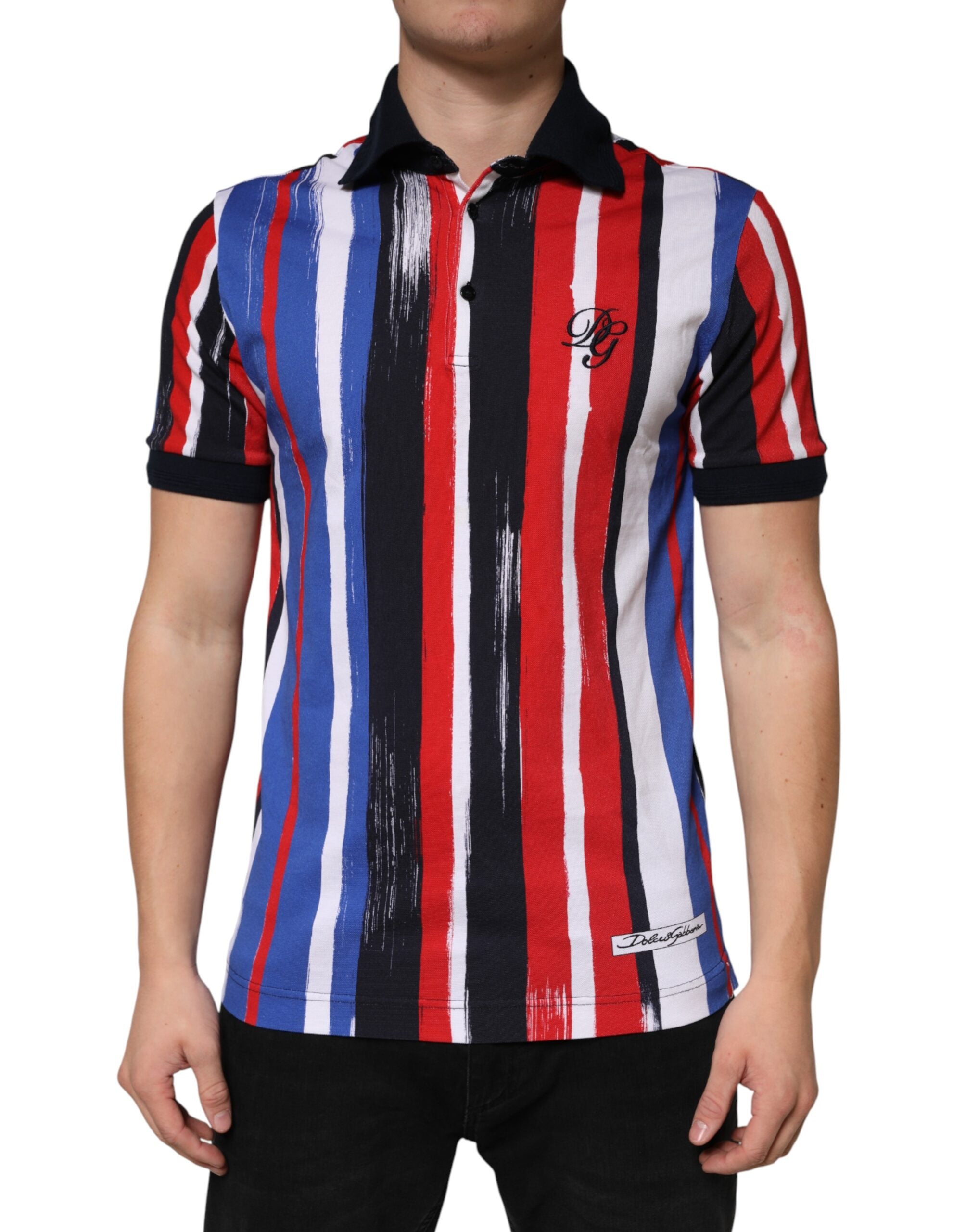 Dolce & Gabbana Multicolor Stripes Cotton Men Polo T-shirt Dolce & Gabbana