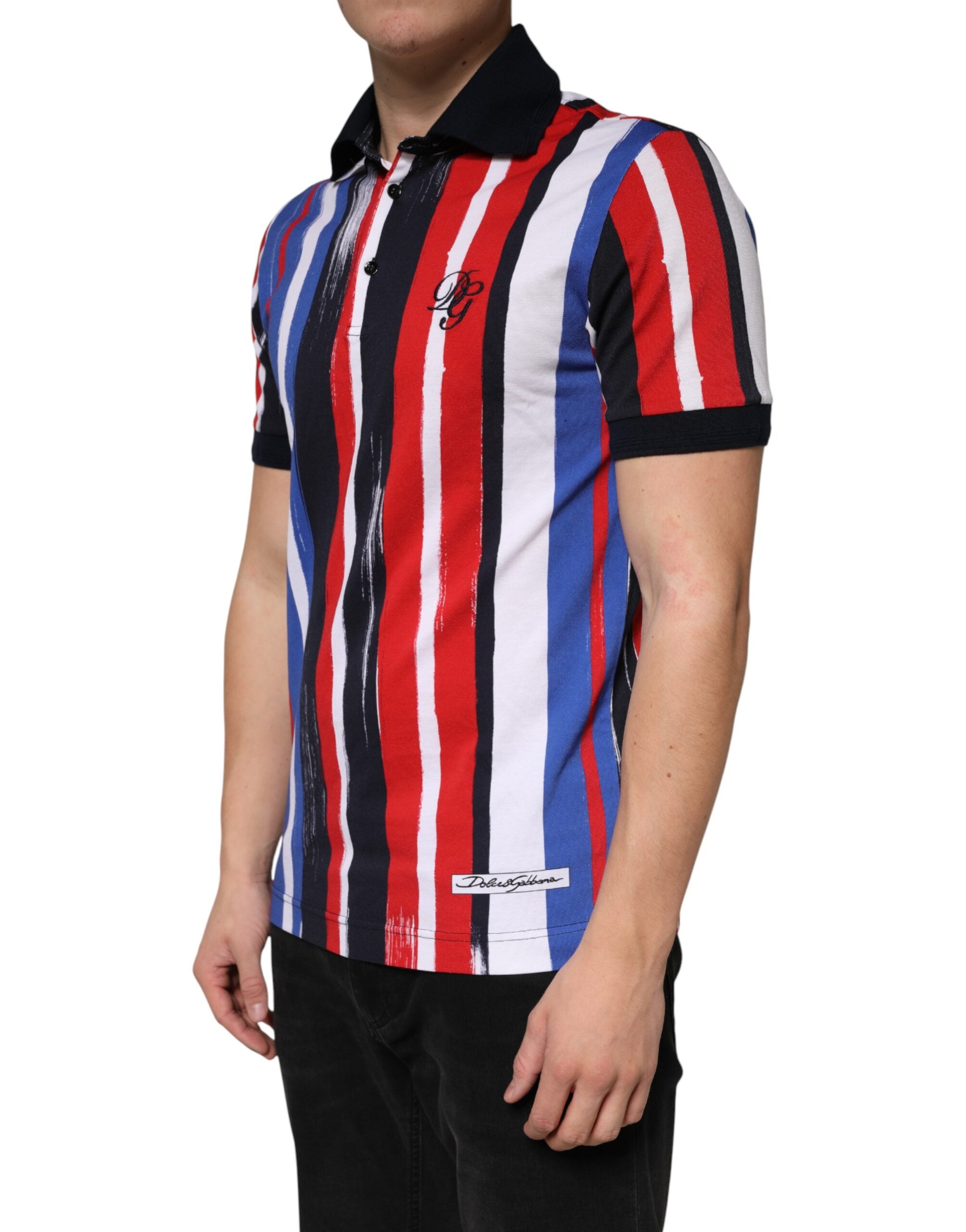 Dolce & Gabbana Multicolor Stripes Cotton Men Polo T-shirt Dolce & Gabbana