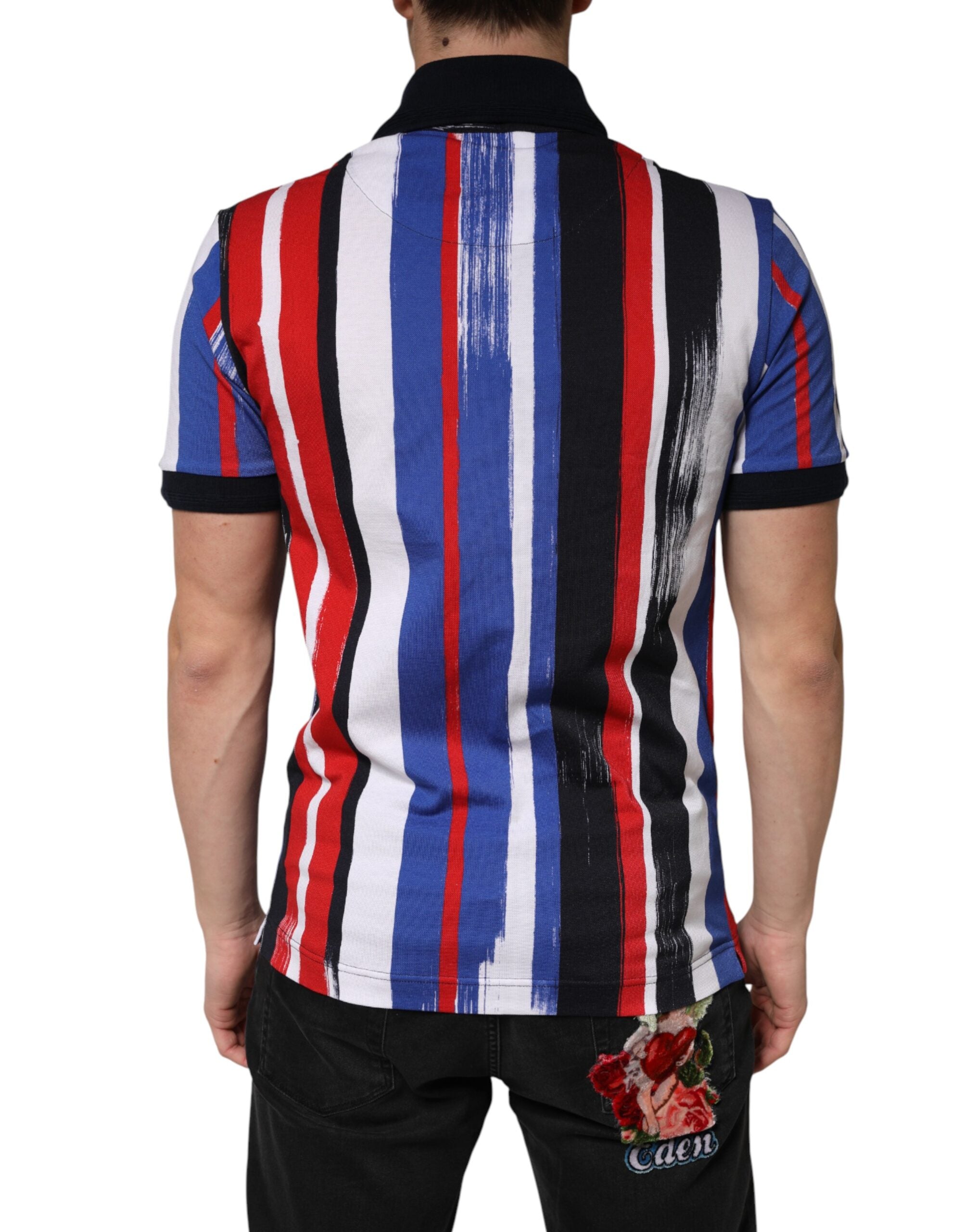 Dolce & Gabbana Multicolor Stripes Cotton Men Polo T-shirt Dolce & Gabbana