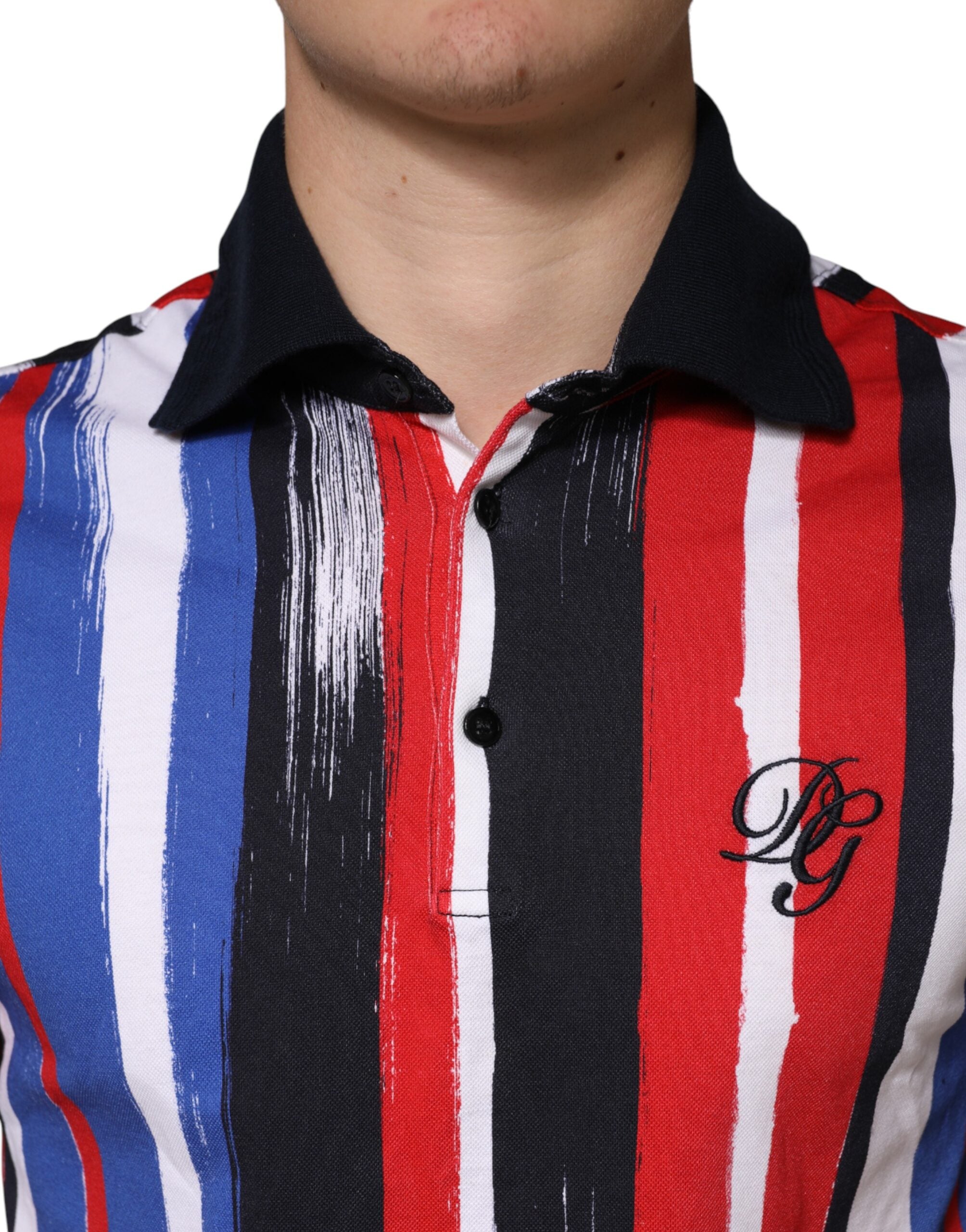 Dolce & Gabbana Multicolor Stripes Cotton Men Polo T-shirt Dolce & Gabbana