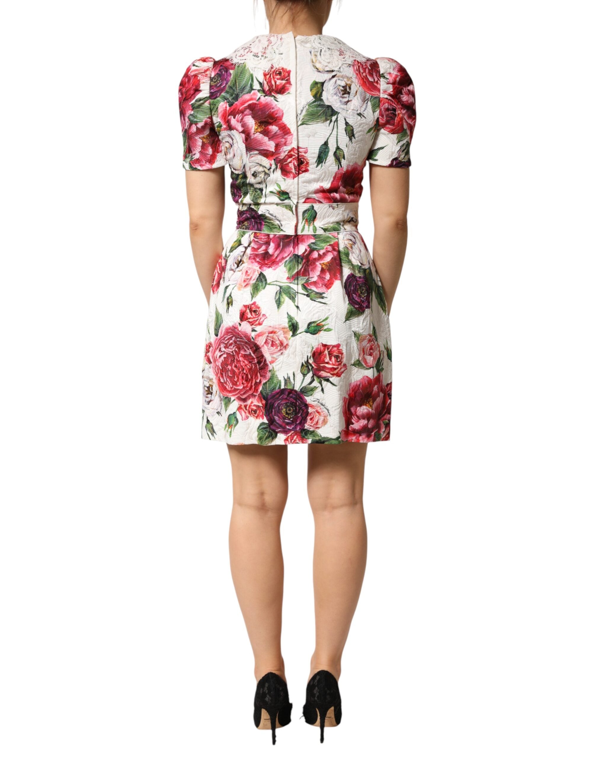 Dolce & Gabbana White Floral Embellished Sheath Mini Dress Dolce & Gabbana